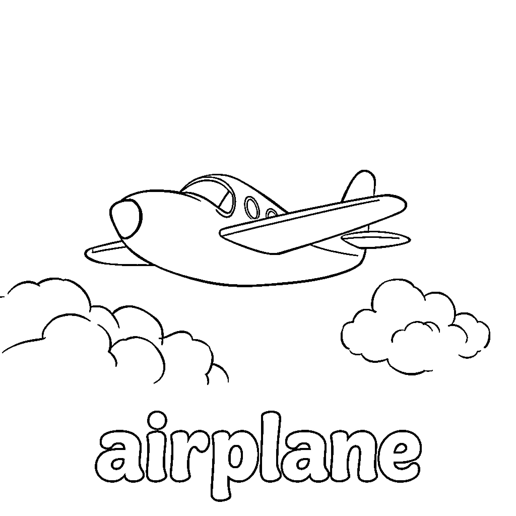 Airplane soaring through the clouds Coloring Page (free black-and-white line drawing printable PDF for all, from beginners to advanced learners, including children, teens, adults, and seniors)