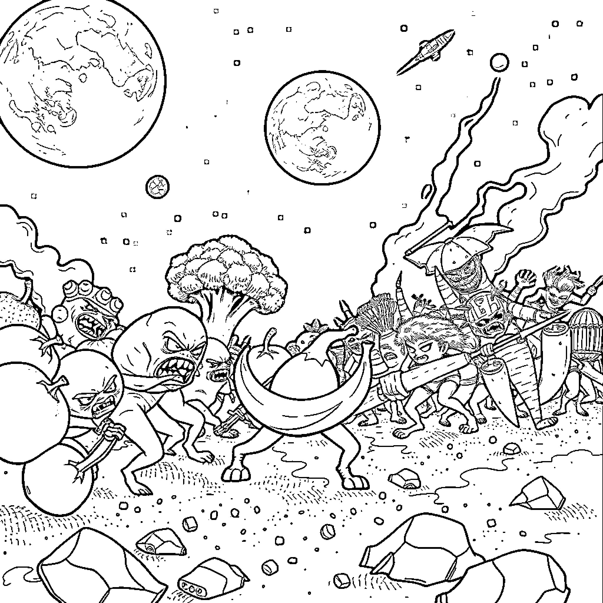 Fruit of the Cosmic Playground Coloring Page (free black-and-white line drawing printable PDF for all, from beginners to advanced learners, including children, teens, adults, and seniors)