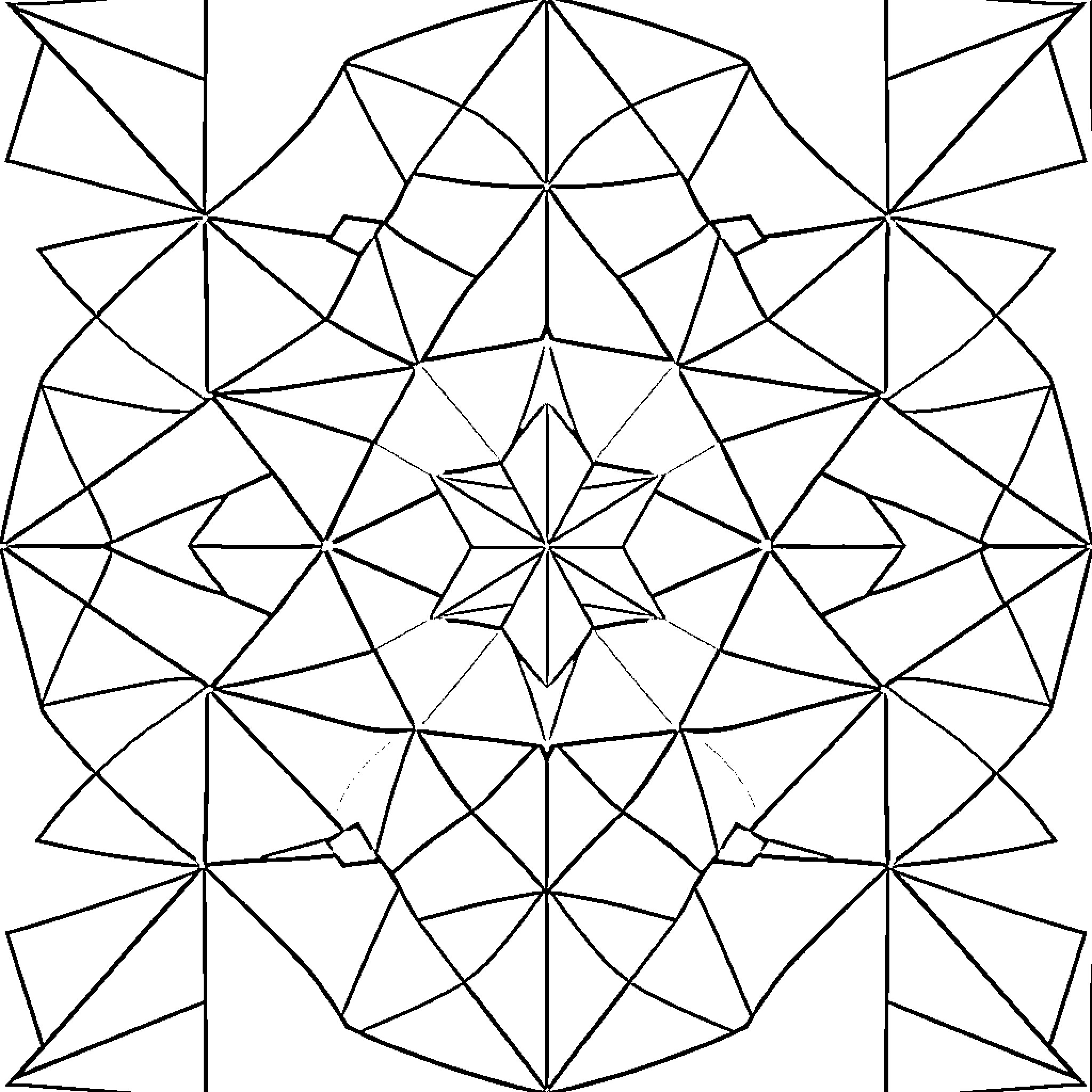 Triangle abstract pattern with intersecting lines Coloring Page (free black-and-white line drawing printable PDF for all, from beginners to advanced learners, including children, teens, adults, and seniors)