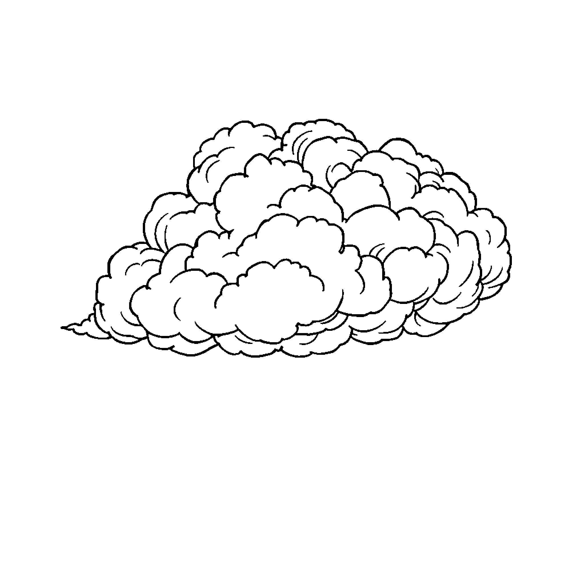 Cloud formation with fluffy shapes Coloring Page (free black-and-white line drawing printable PDF for all, from beginners to advanced learners, including children, teens, adults, and seniors)