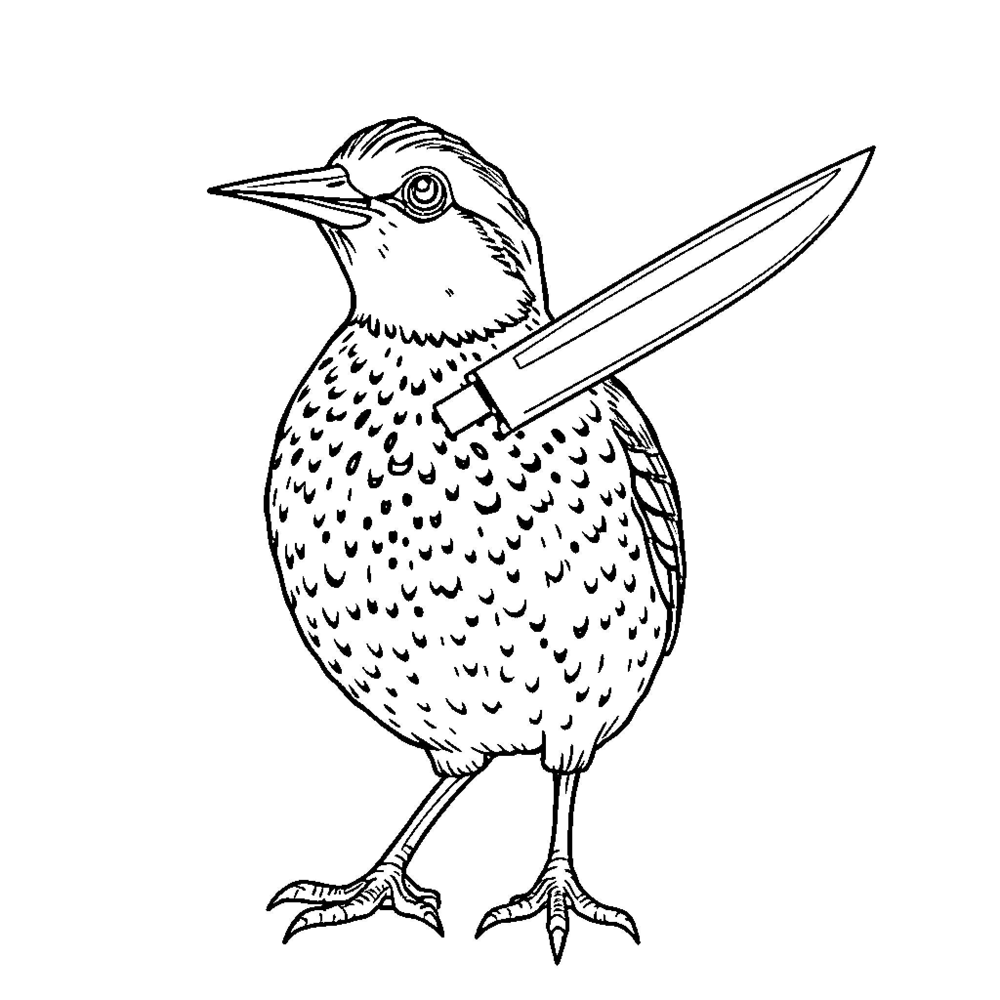Quail with a sharp beak Coloring Page (free black-and-white line drawing printable PDF for all, from beginners to advanced learners, including children, teens, adults, and seniors)