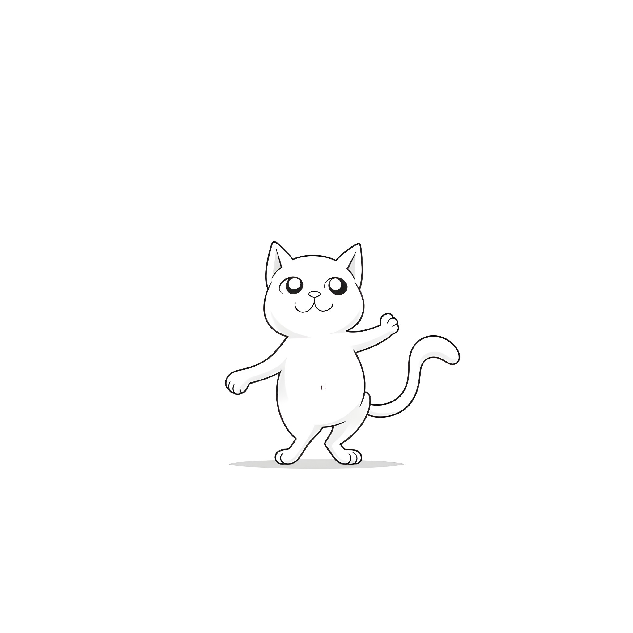 Siamese Cat in Playful Pose Coloring Page (free black-and-white line drawing printable PDF for all, from beginners to advanced learners, including children, teens, adults, and seniors)