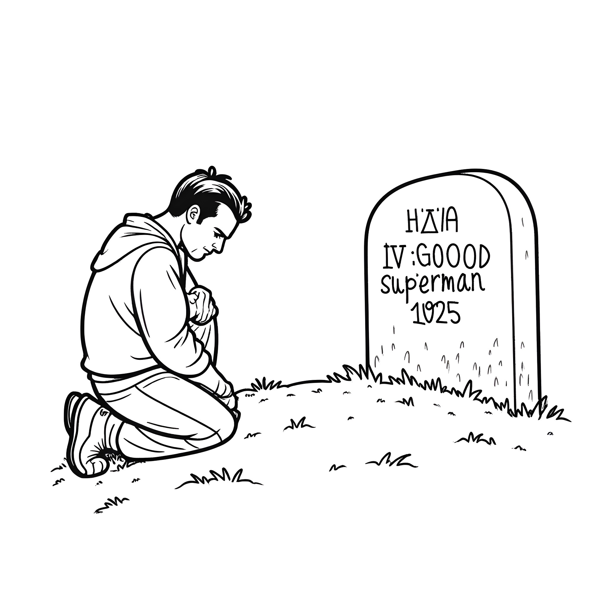 James Gunn pays respects at Superman's memorial Coloring Page (free black-and-white line drawing printable PDF for all, from beginners to advanced learners, including children, teens, adults, and seniors)