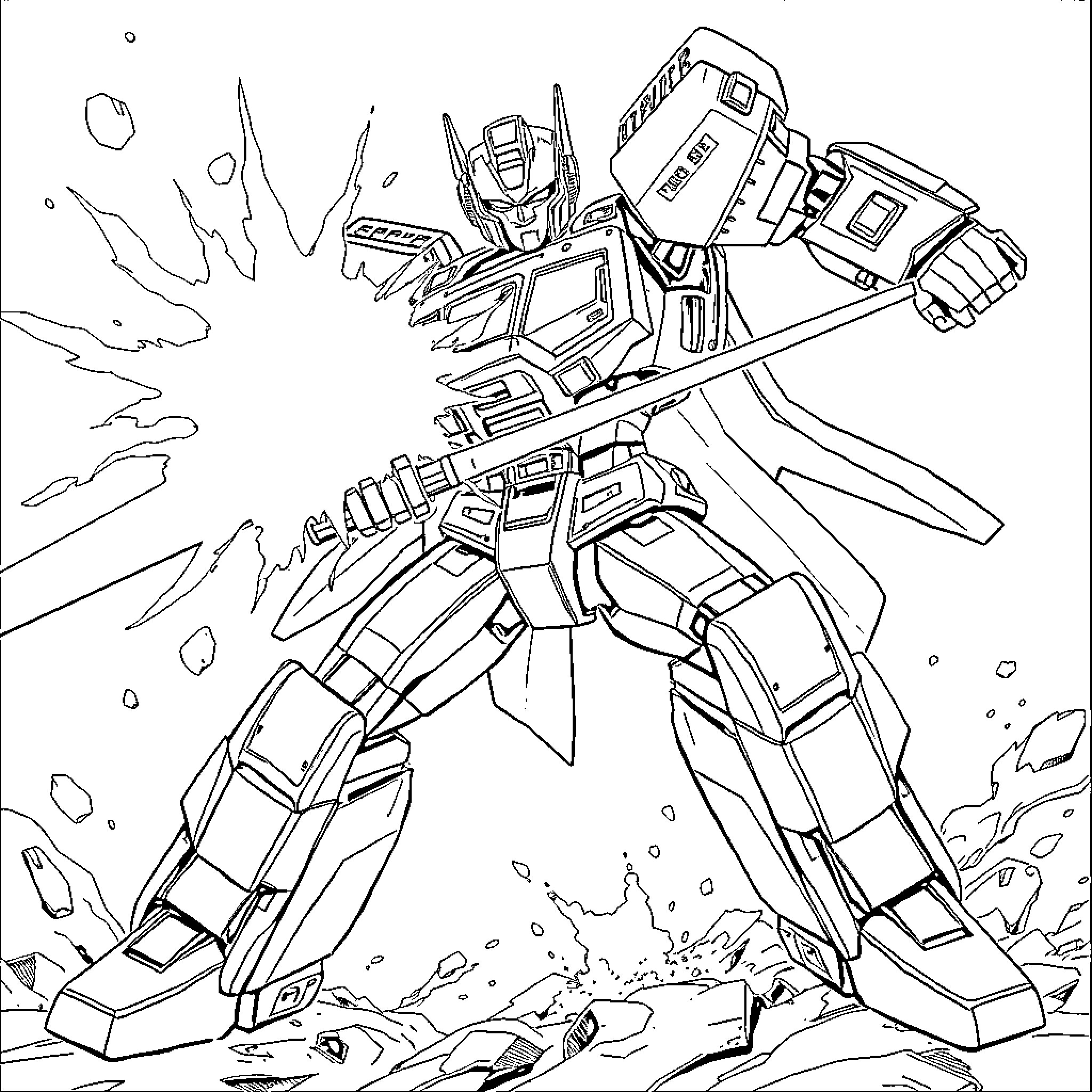 Jackson Storm - Powerful Mech Unleashing Explosive Action Coloring Page (free black-and-white line drawing printable PDF for all, from beginners to advanced learners, including children, teens, adults, and seniors)