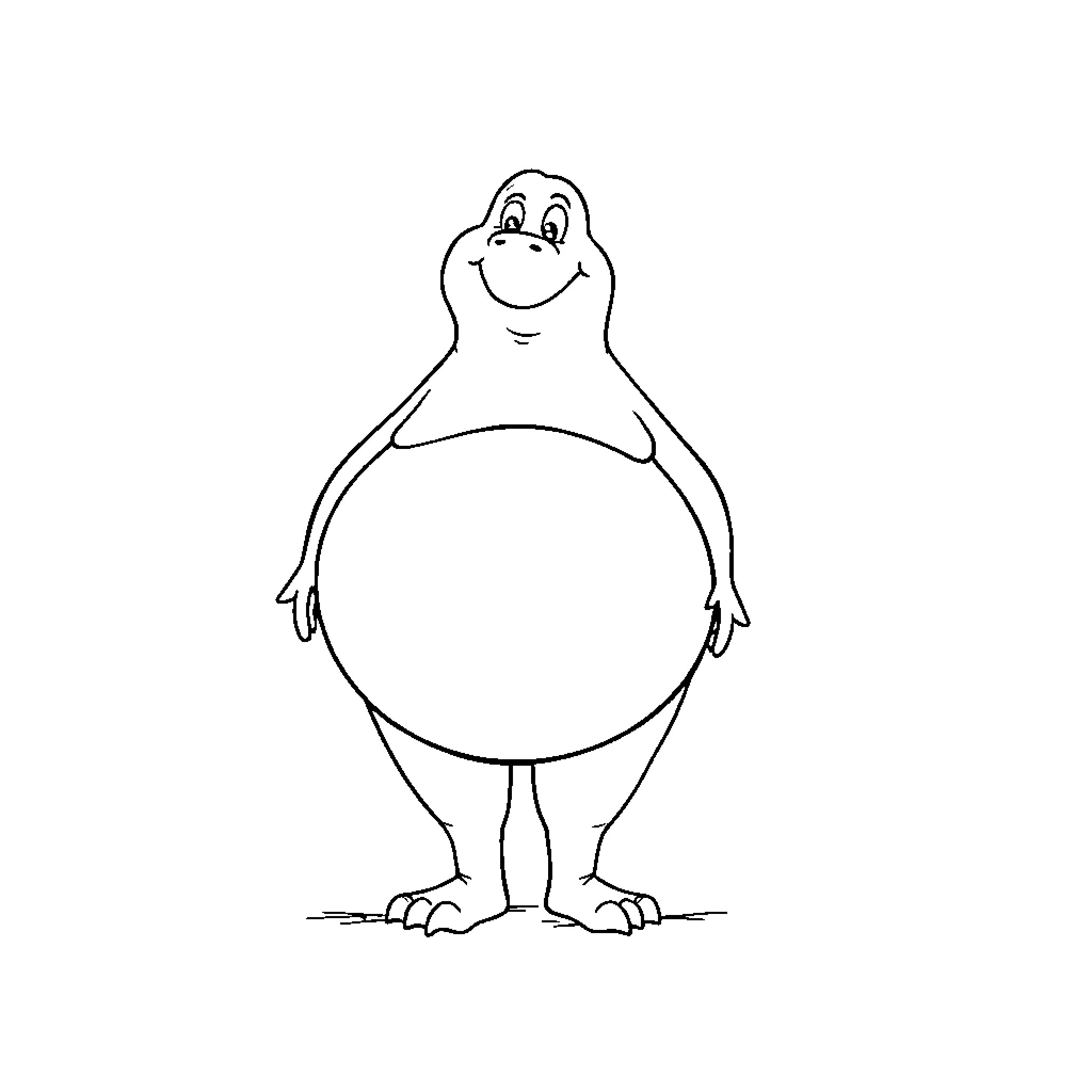 Tum the cheerful round character Coloring Page (free black-and-white line drawing printable PDF for all, from beginners to advanced learners, including children, teens, adults, and seniors)