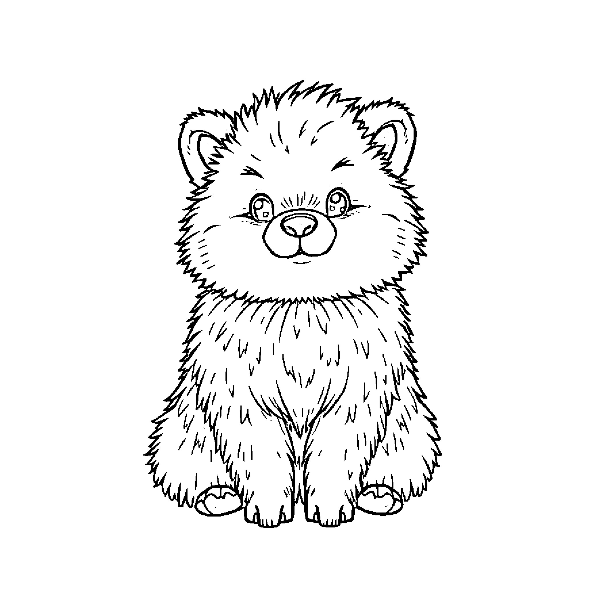 Fluff the Playful Puffball Coloring Page (free black-and-white line drawing printable PDF for all, from beginners to advanced learners, including children, teens, adults, and seniors)