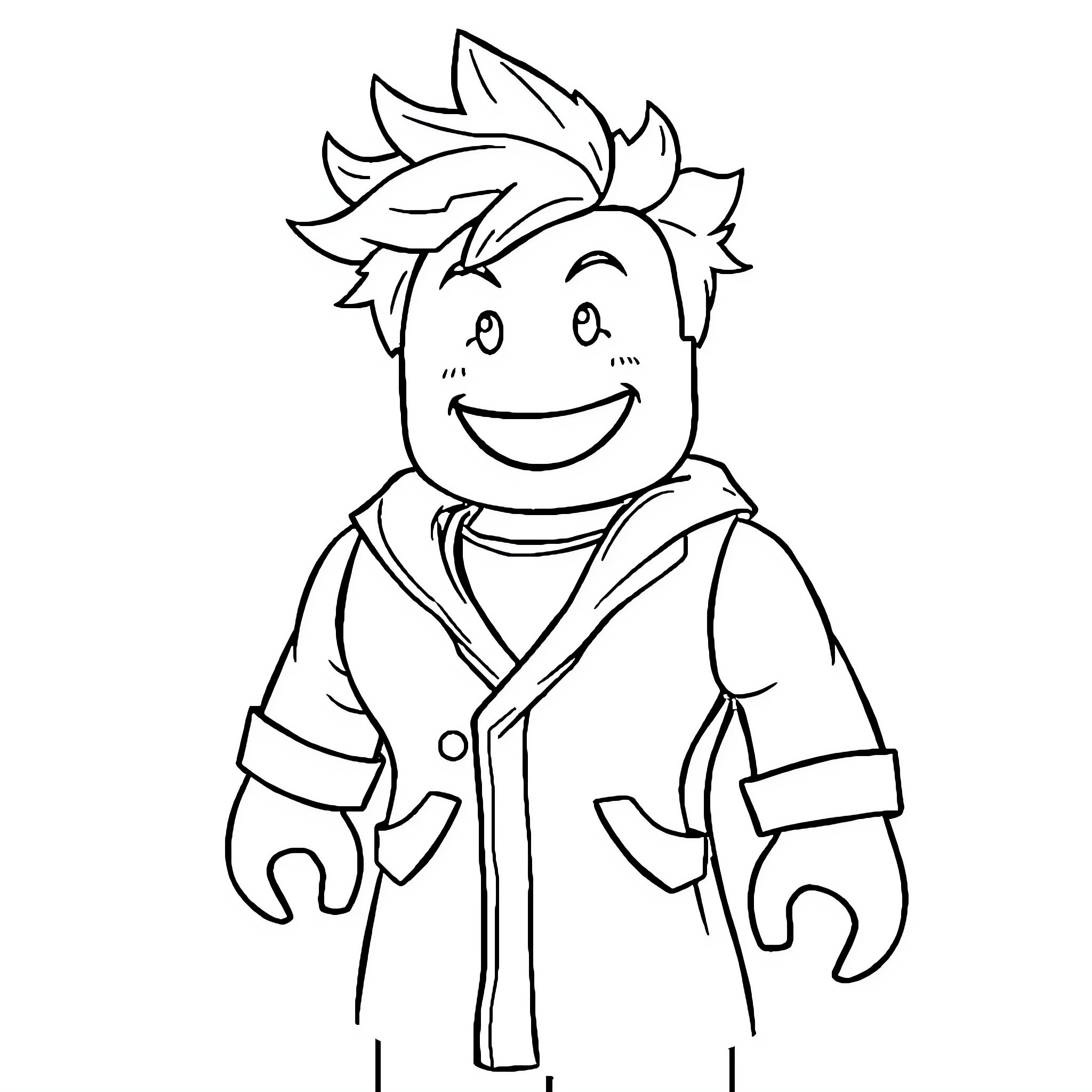 Roblox Guest666 having a joyful expression in casual outfit Coloring Page (free black-and-white line drawing printable PDF for all, from beginners to advanced learners, including children, teens, adults, and seniors)