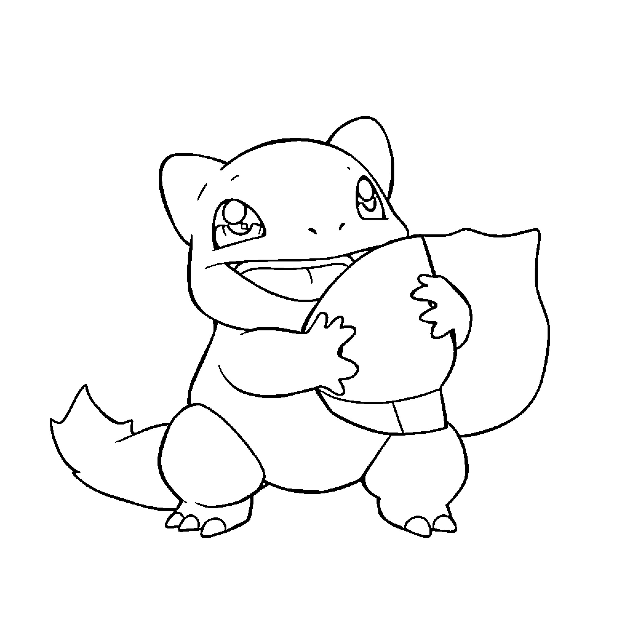 Bulbasaur hugging leaf with joy Coloring Page (free black-and-white line drawing printable PDF for all, from beginners to advanced learners, including children, teens, adults, and seniors)