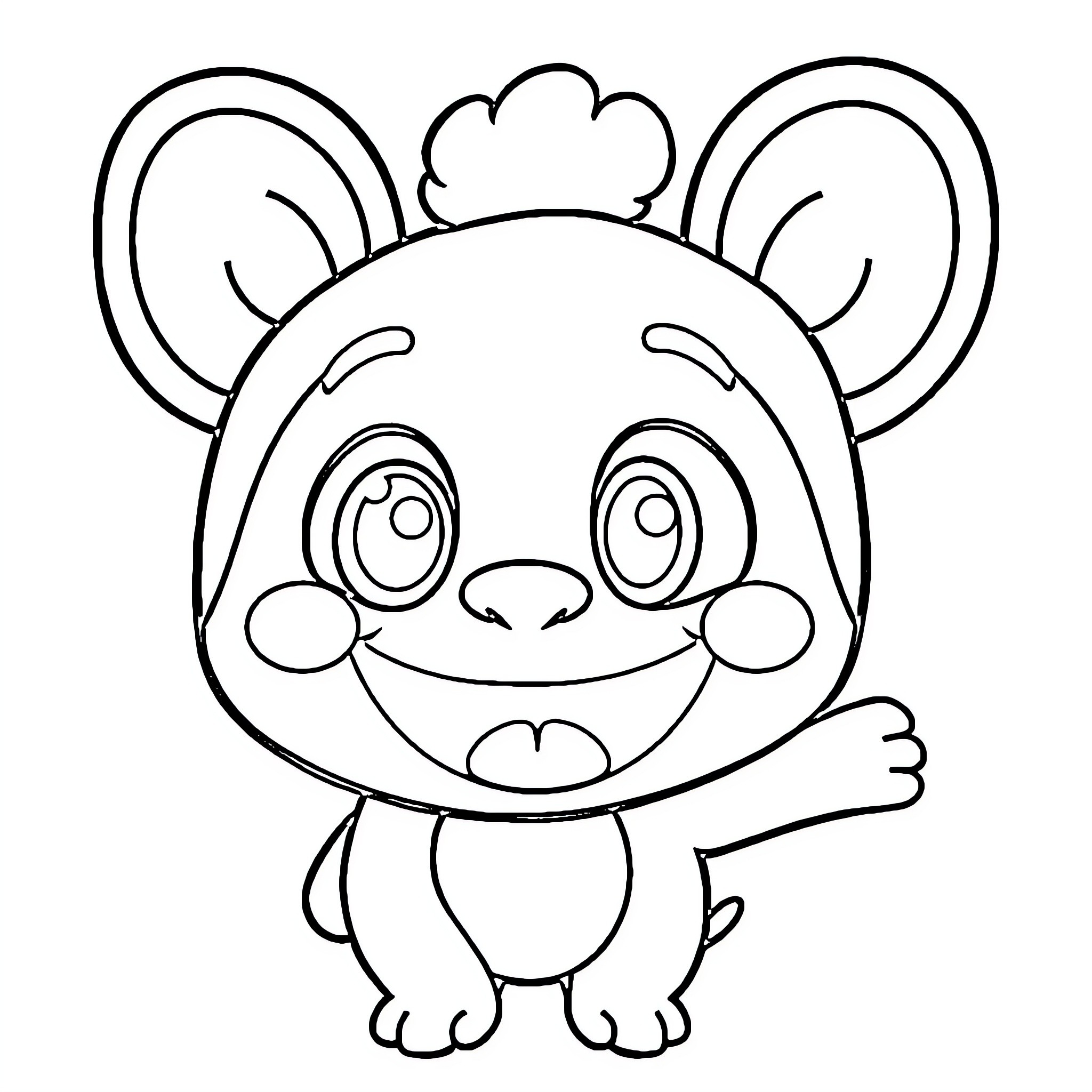 Labubu the Cute Cartoon Character Coloring Page (free black-and-white line drawing printable PDF for all, from beginners to advanced learners, including children, teens, adults, and seniors)