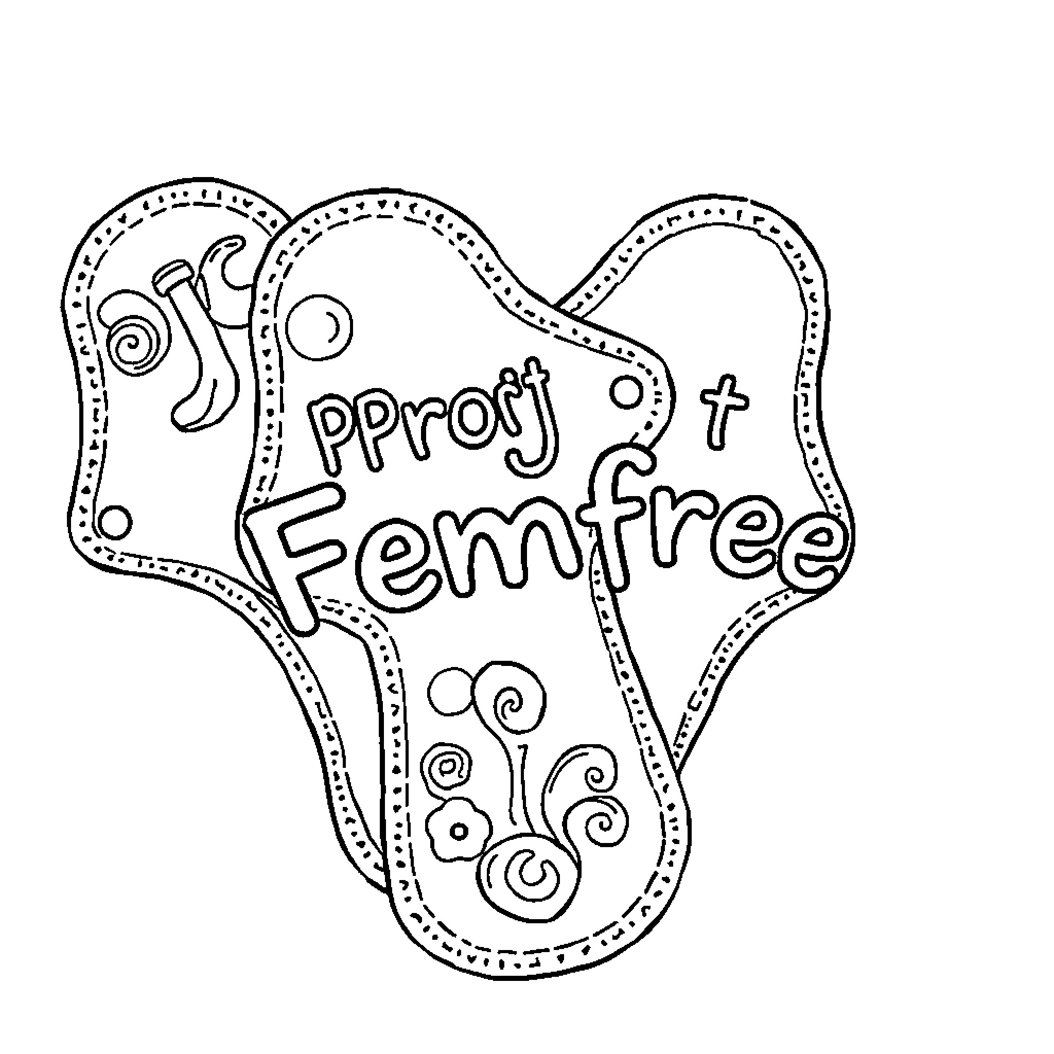 Sanitary Pad with Artistic Floral Patterns Coloring Page (free black-and-white line drawing printable PDF for all, from beginners to advanced learners, including children, teens, adults, and seniors)