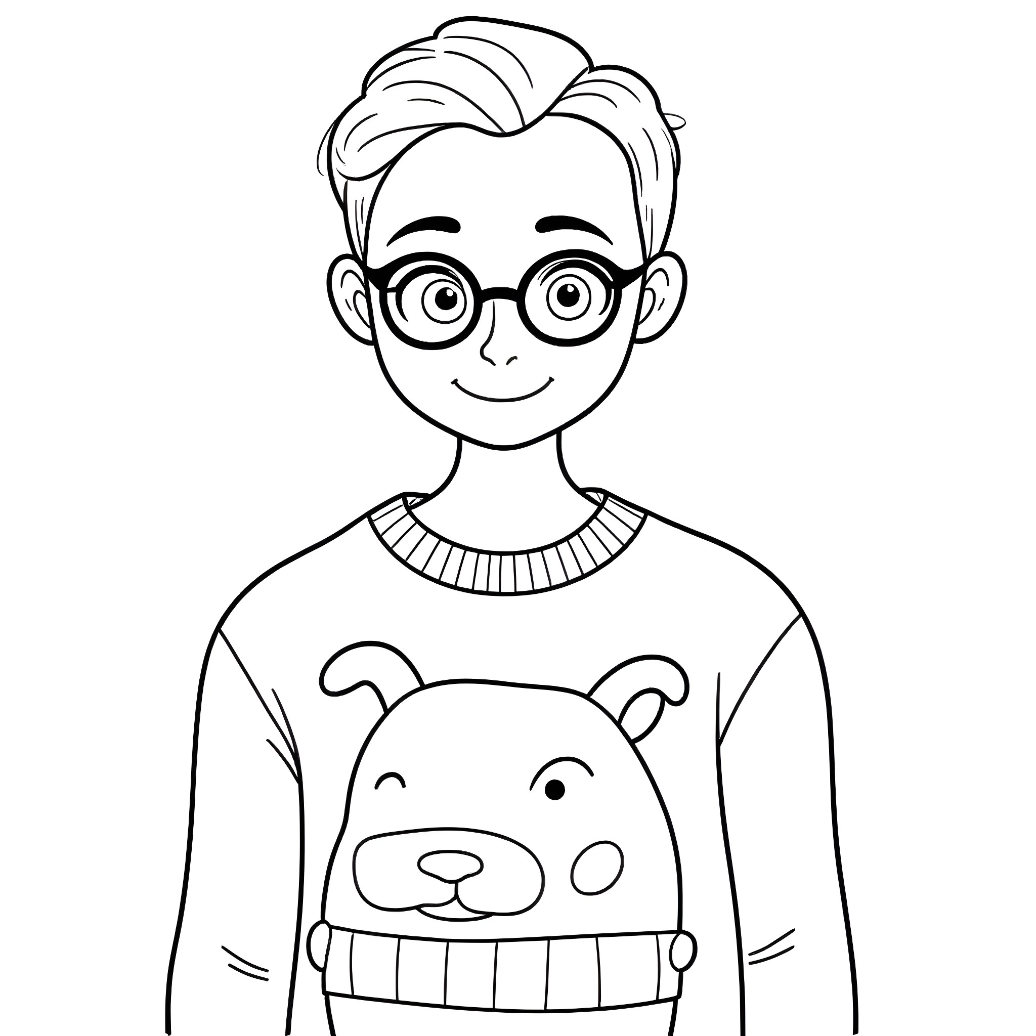 Alexander Siamatas smiling and wearing glasses Coloring Page (free black-and-white line drawing printable PDF for all, from beginners to advanced learners, including children, teens, adults, and seniors)
