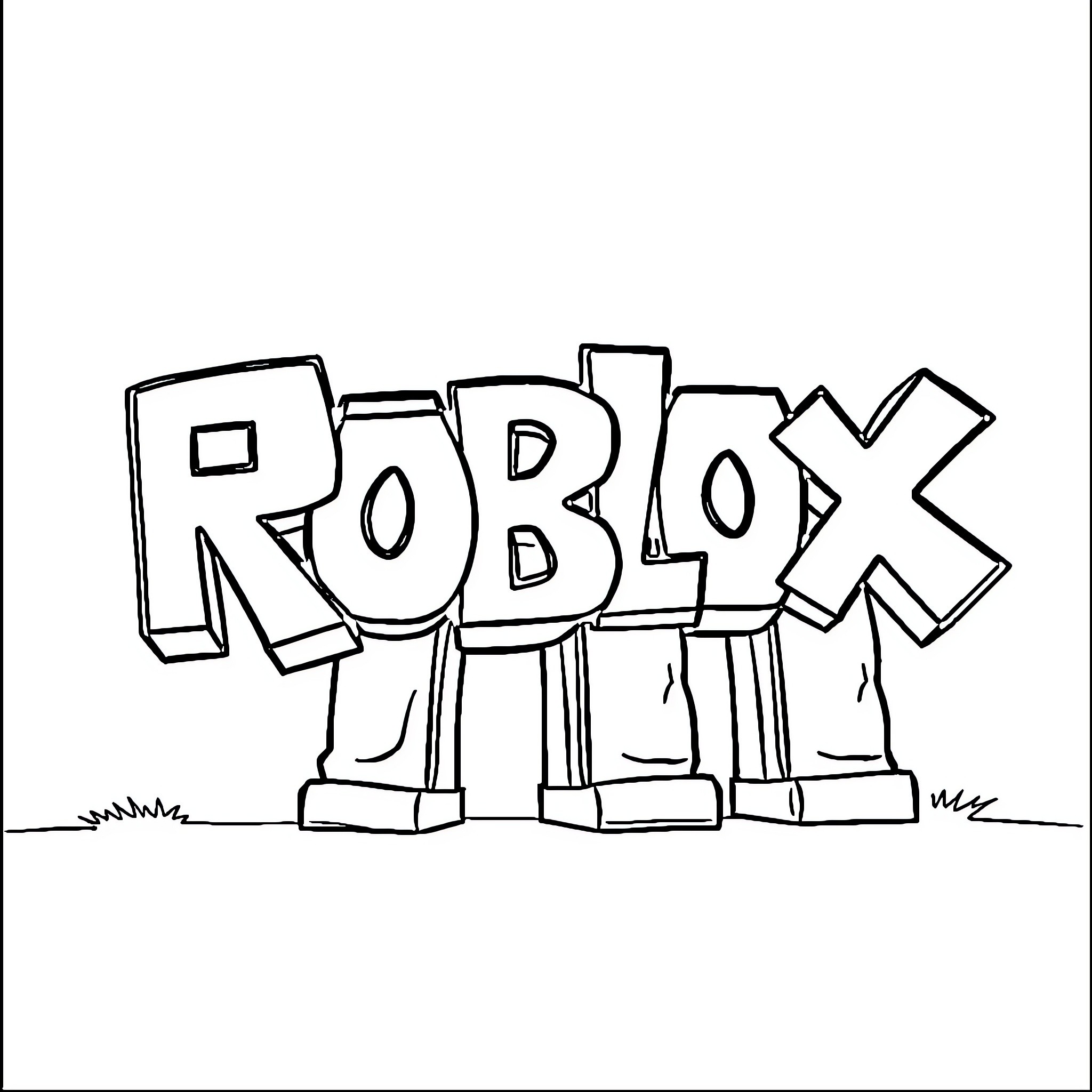 Roblox game logo with simplistic design Coloring Page (free black-and-white line drawing printable PDF for all, from beginners to advanced learners, including children, teens, adults, and seniors)