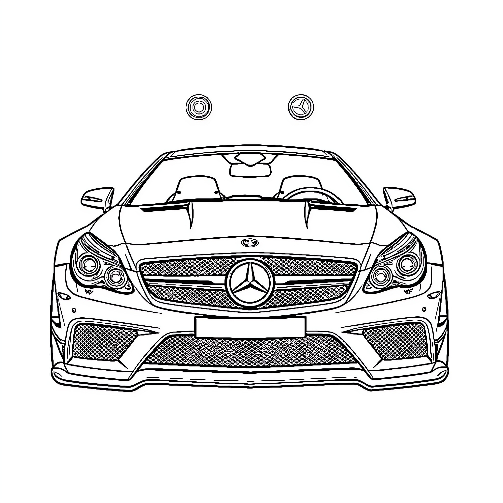 Car with sporty design and powerful appearance Coloring Page (free black-and-white line drawing printable PDF for all, from beginners to advanced learners, including children, teens, adults, and seniors)