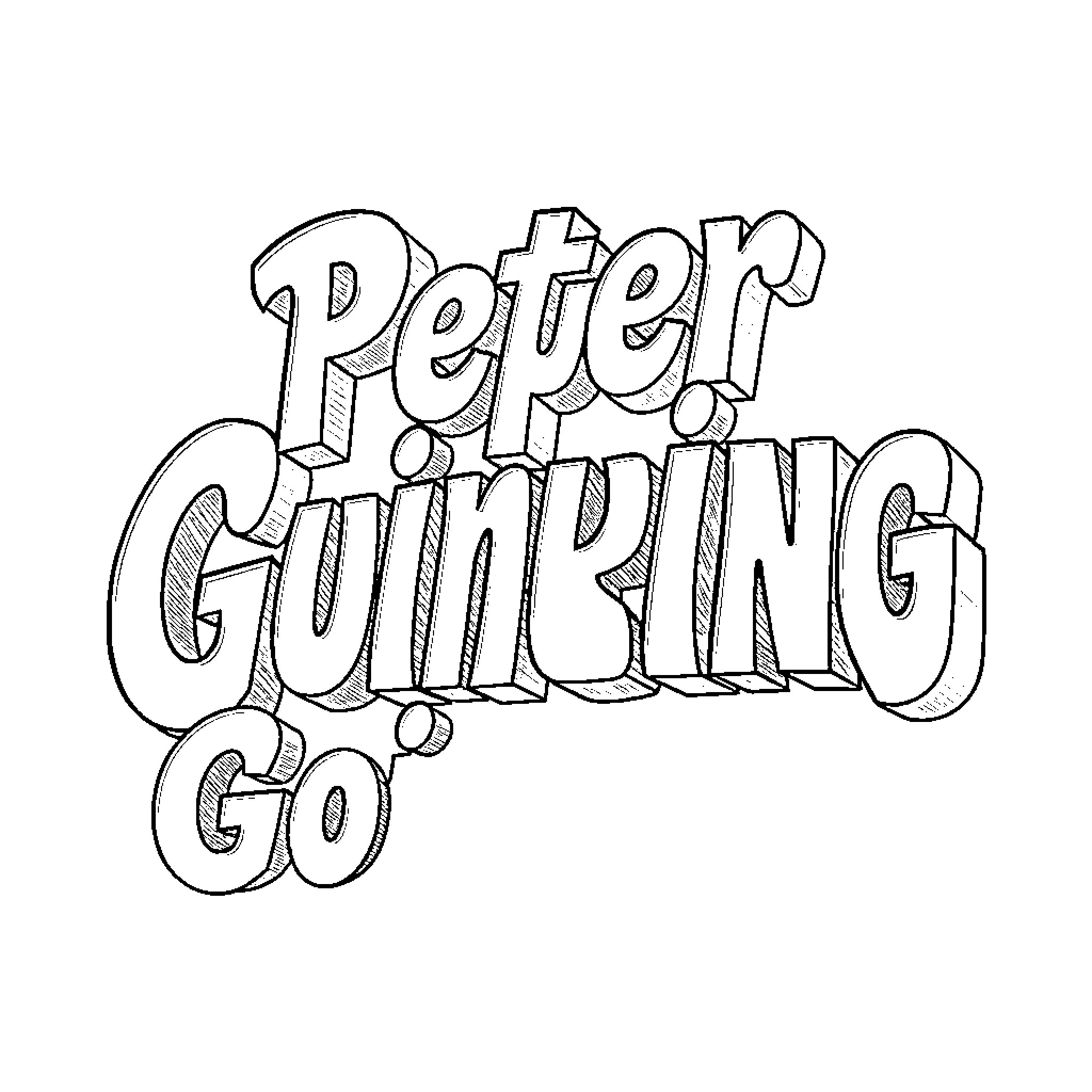 Peter Göhring's Playful Lettering Illustration Coloring Page (free black-and-white line drawing printable PDF for all, from beginners to advanced learners, including children, teens, adults, and seniors)