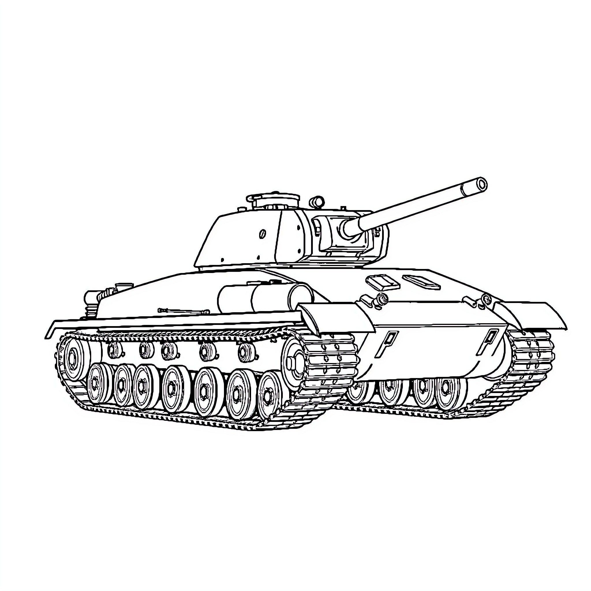 Amx 50b Tank in combat readiness Coloring Page (free black-and-white line drawing printable PDF for all, from beginners to advanced learners, including children, teens, adults, and seniors)