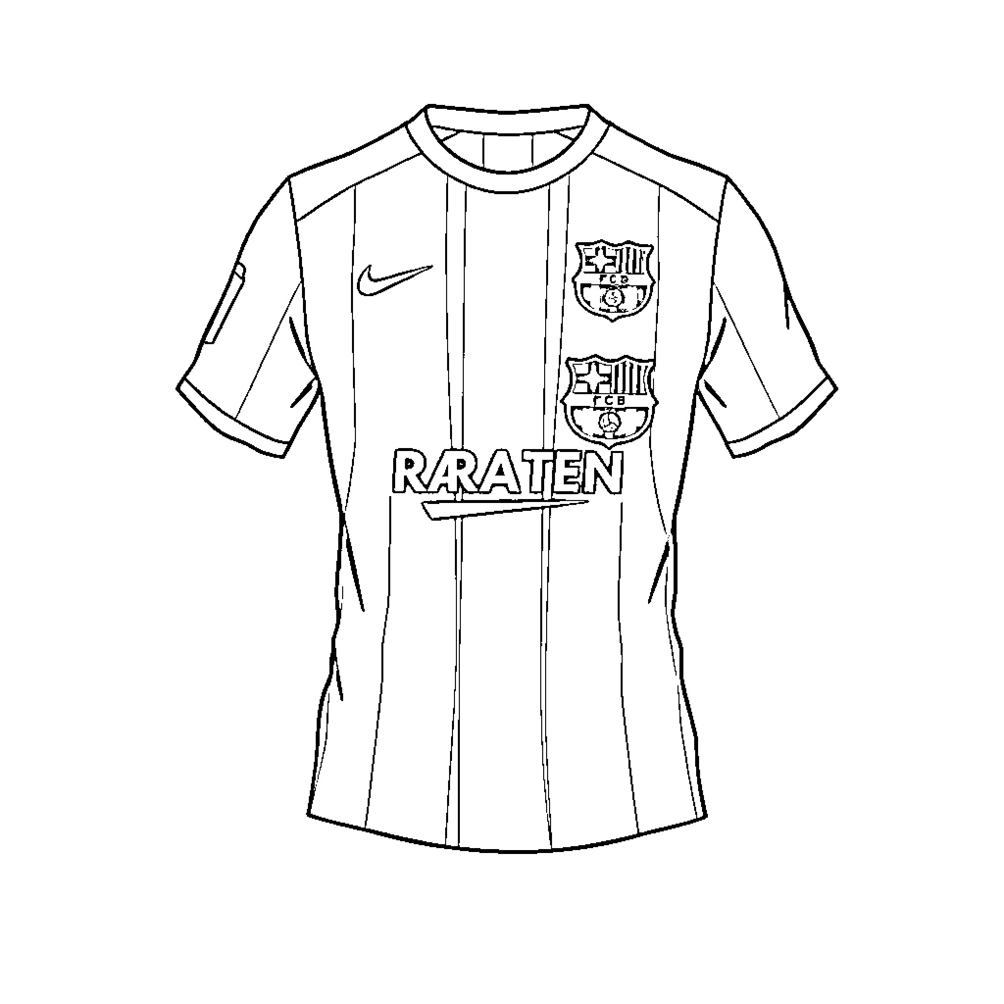 Fc Barcelona players in uniform Coloring Page (free black-and-white line drawing printable PDF for all, from beginners to advanced learners, including children, teens, adults, and seniors)