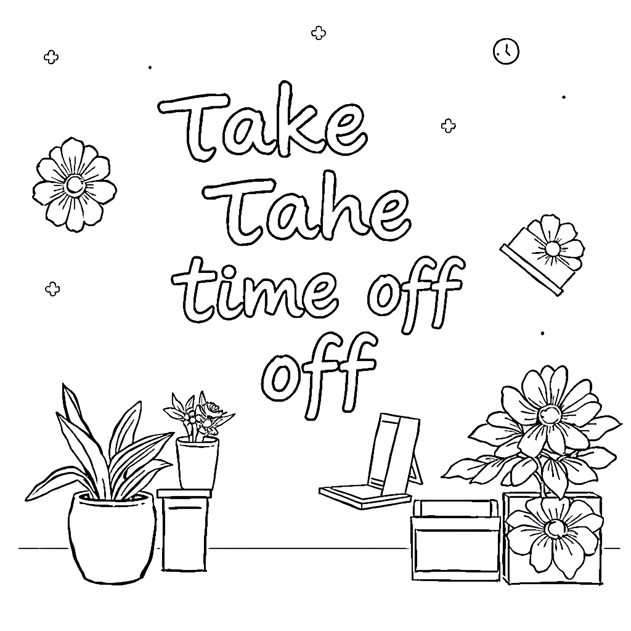 Request for Taking Time Off Coloring Page (free black-and-white line drawing printable PDF for all, from beginners to advanced learners, including children, teens, adults, and seniors)