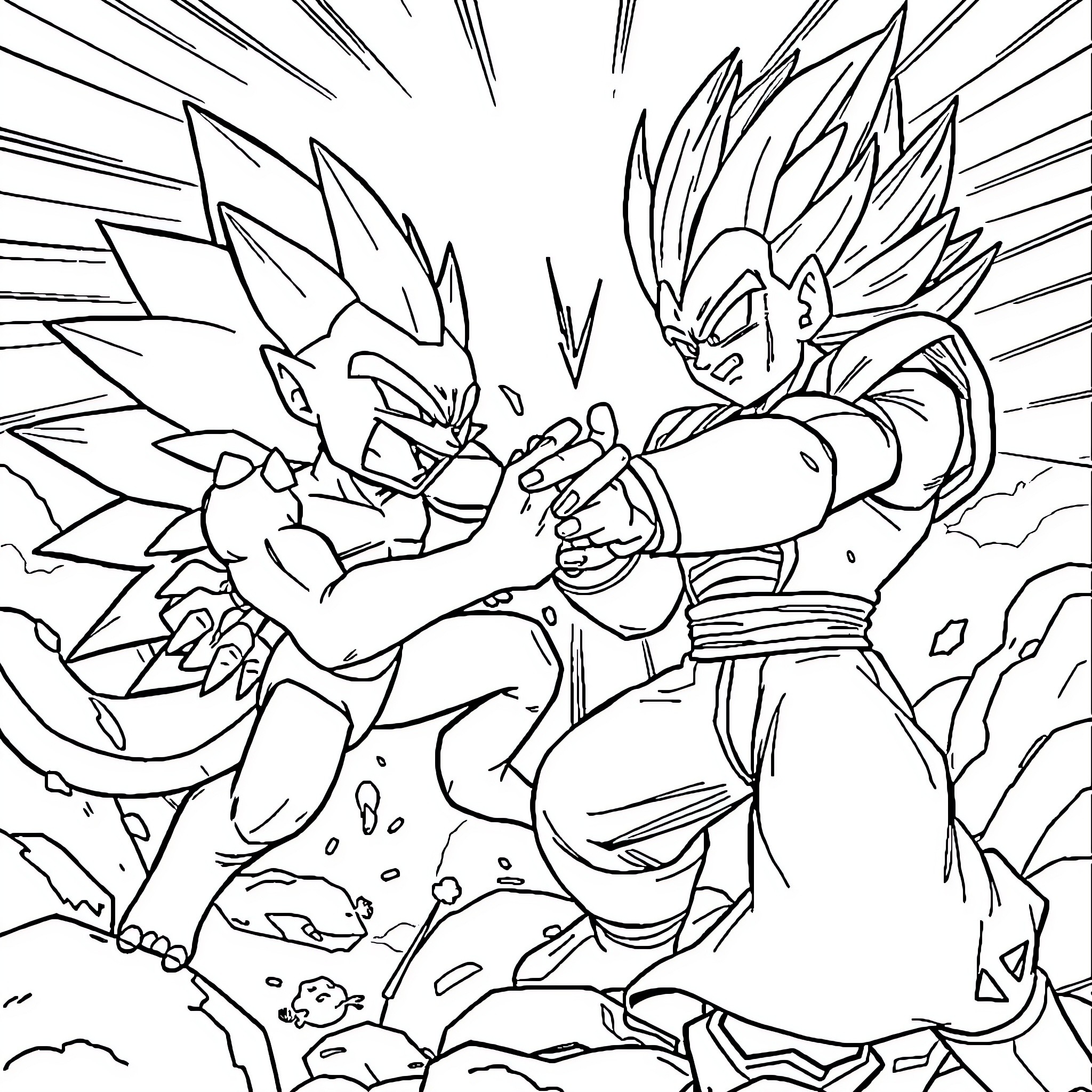 Spike's intense battle with a powerful foe Coloring Page (free black-and-white line drawing printable PDF for all, from beginners to advanced learners, including children, teens, adults, and seniors)