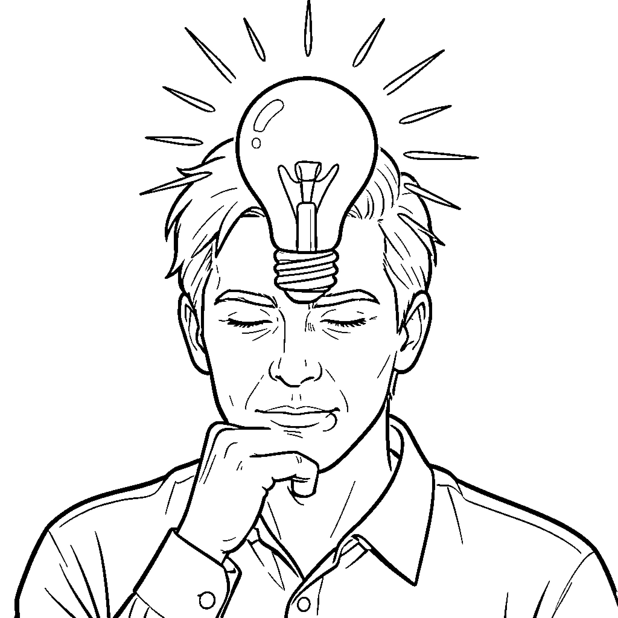 Idea for a thoughtful businessman Coloring Page (free black-and-white line drawing printable PDF for all, from beginners to advanced learners, including children, teens, adults, and seniors)