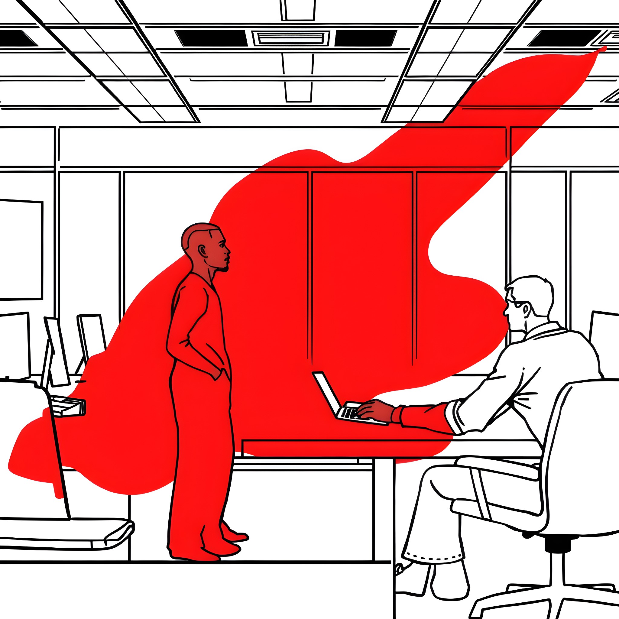 Jordan's business meeting in the office Coloring Page (free black-and-white line drawing printable PDF for all, from beginners to advanced learners, including children, teens, adults, and seniors)