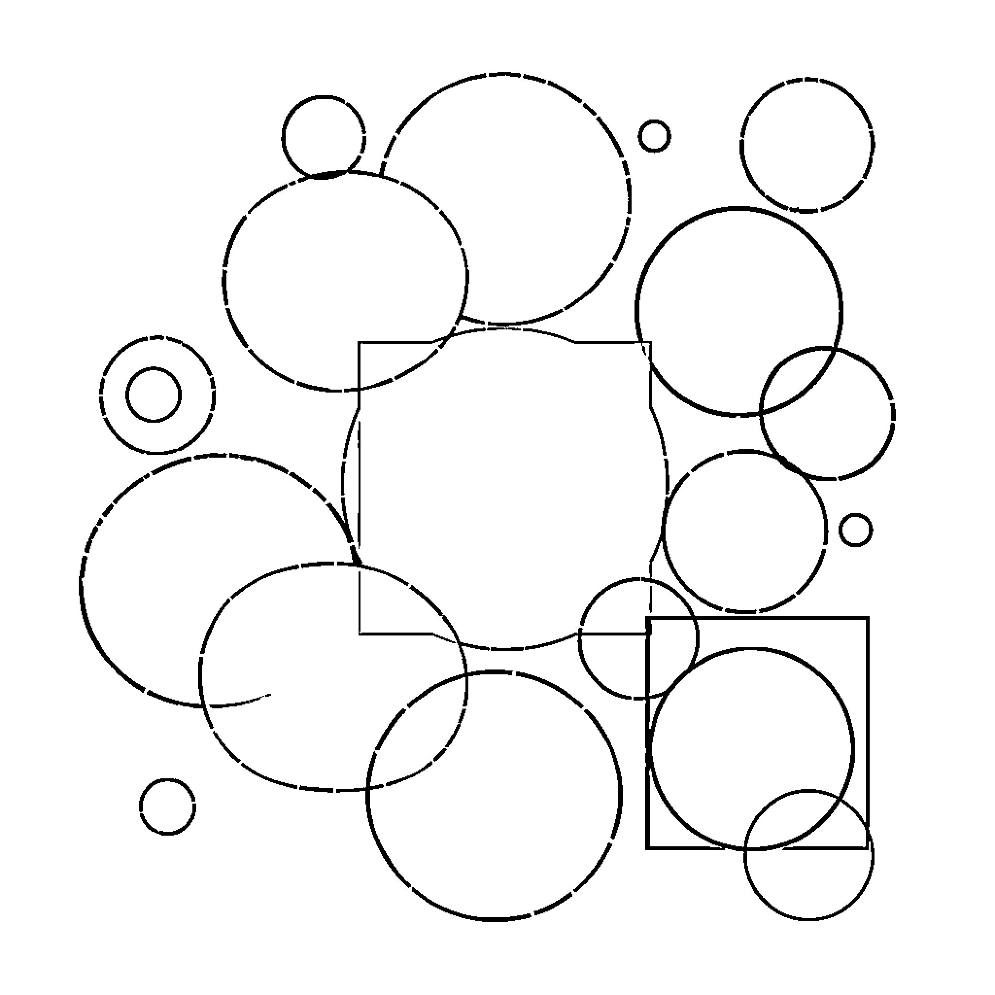 Shape of overlapping and interconnected circles Coloring Page (free black-and-white line drawing printable PDF for all, from beginners to advanced learners, including children, teens, adults, and seniors)