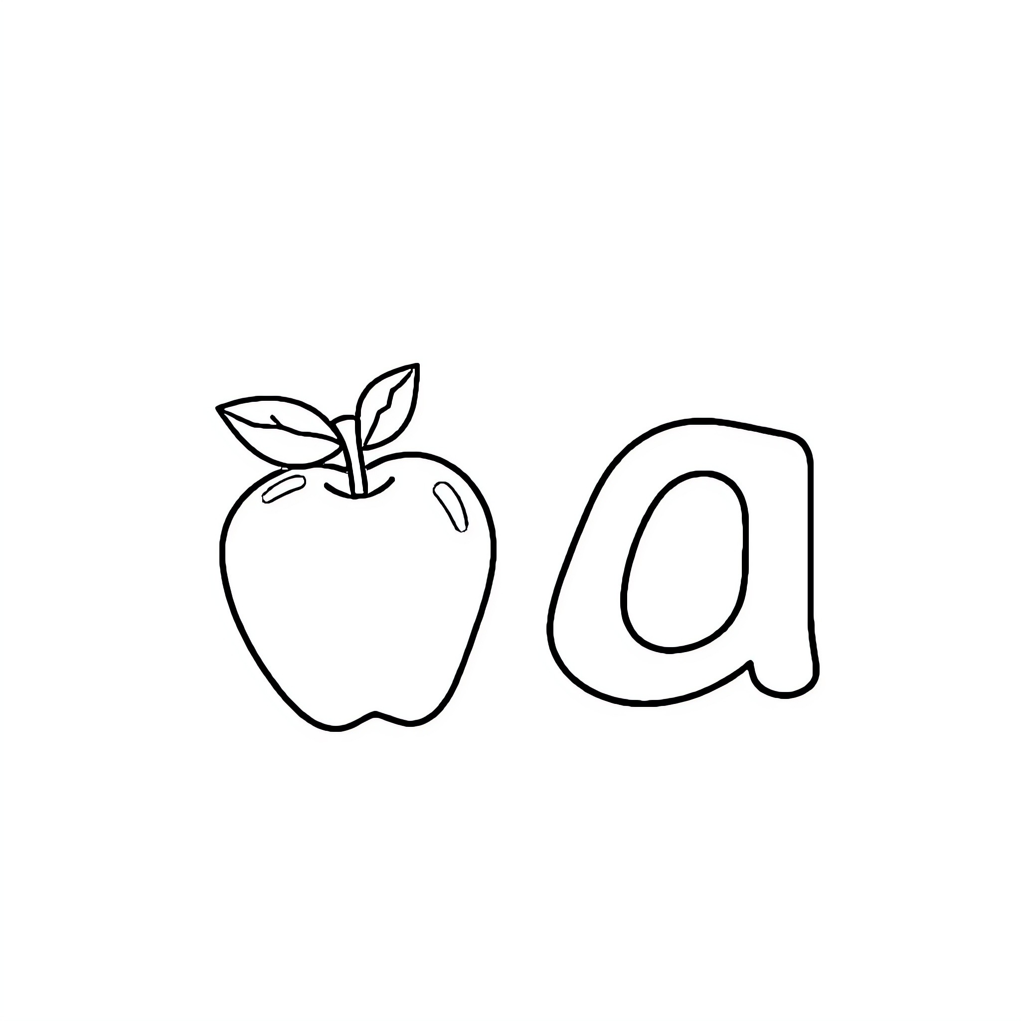 Apple Coloring with Leaf Outline Coloring Page (free black-and-white line drawing printable PDF for all, from beginners to advanced learners, including children, teens, adults, and seniors)