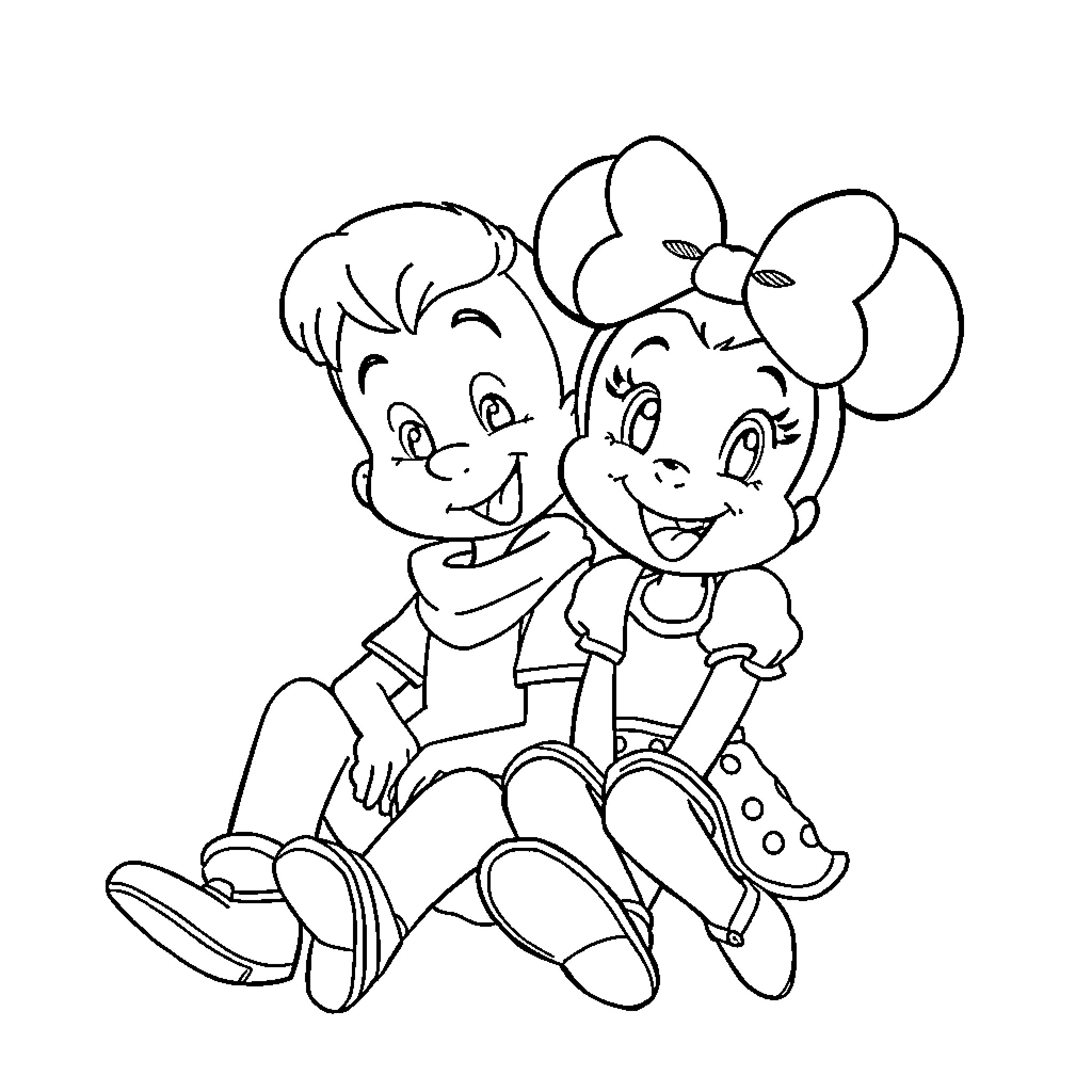 Gaby and friend playing together happily Coloring Page (free black-and-white line drawing printable PDF for all, from beginners to advanced learners, including children, teens, adults, and seniors)