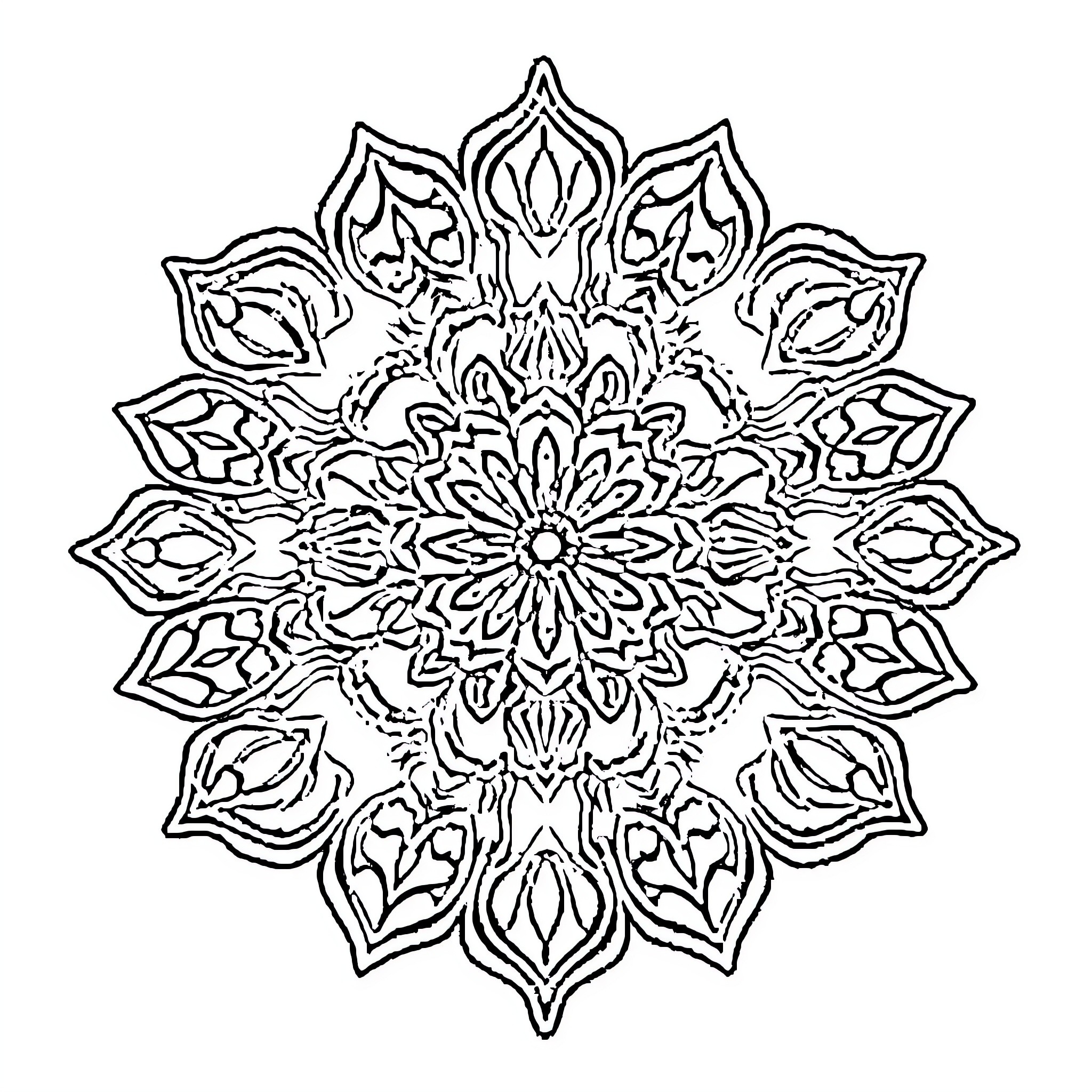 Mandalas of intricate floral designs Coloring Page (free black-and-white line drawing printable PDF for all, from beginners to advanced learners, including children, teens, adults, and seniors)