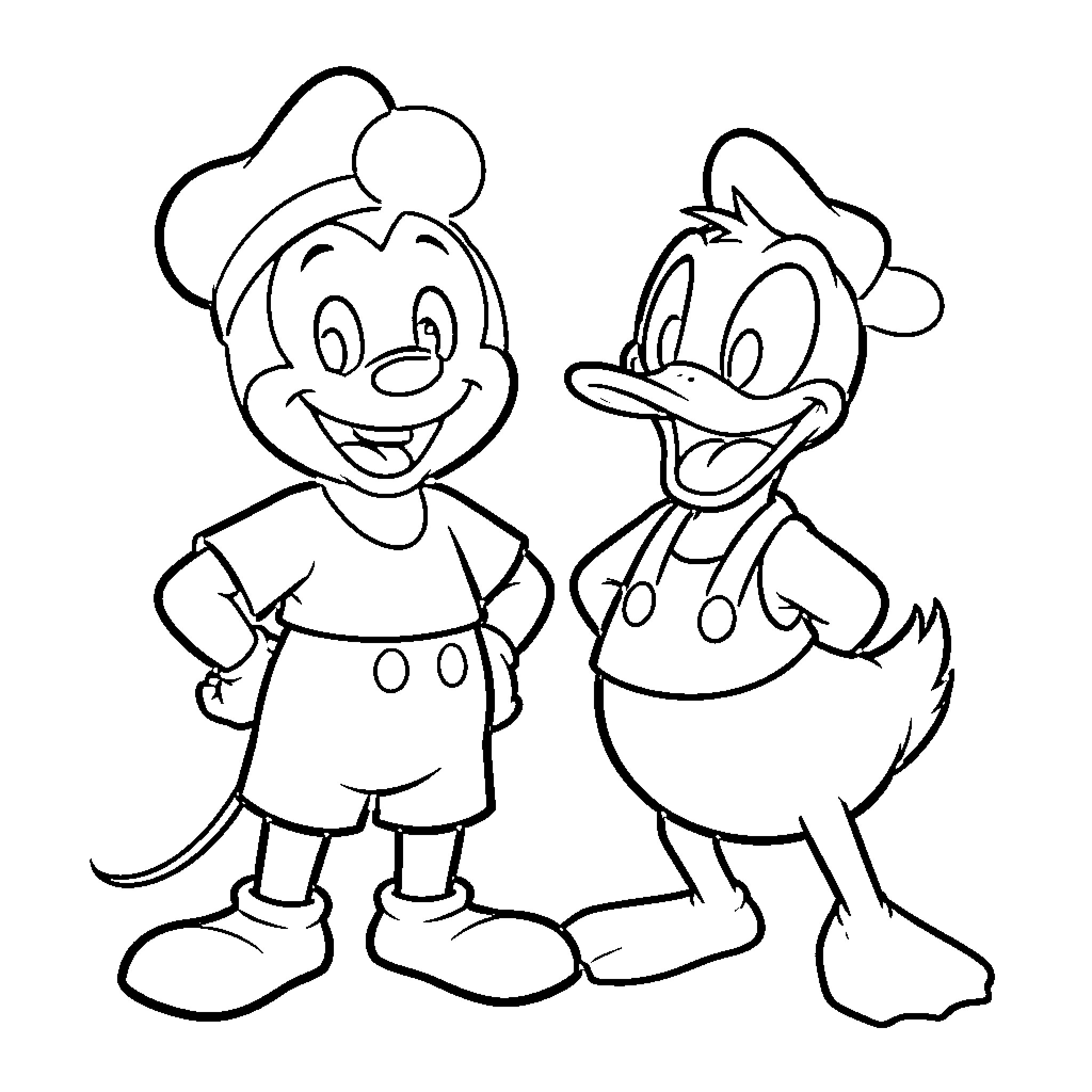 Mikey and his friend enjoy their day together Coloring Page (free black-and-white line drawing printable PDF for all, from beginners to advanced learners, including children, teens, adults, and seniors)