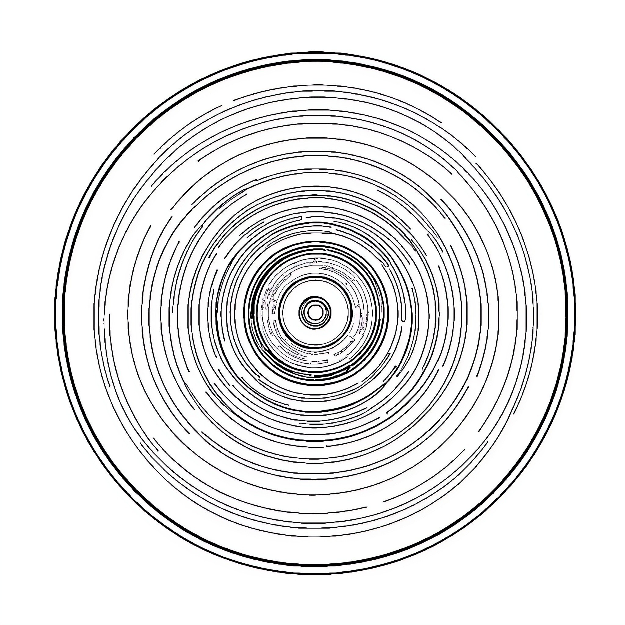 Disco Duro Concentric Circles in Monochrome Coloring Page (free black-and-white line drawing printable PDF for all, from beginners to advanced learners, including children, teens, adults, and seniors)