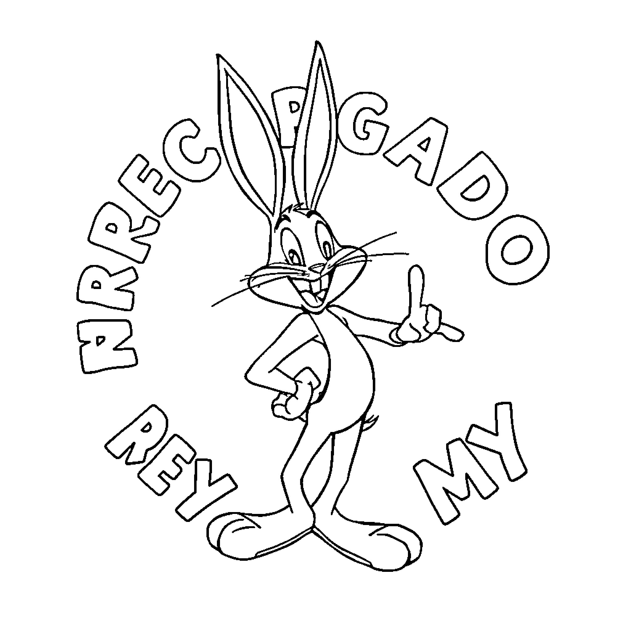 Bugs Bunny Expressing Himself Playfully Coloring Page (free black-and-white line drawing printable PDF for all, from beginners to advanced learners, including children, teens, adults, and seniors)