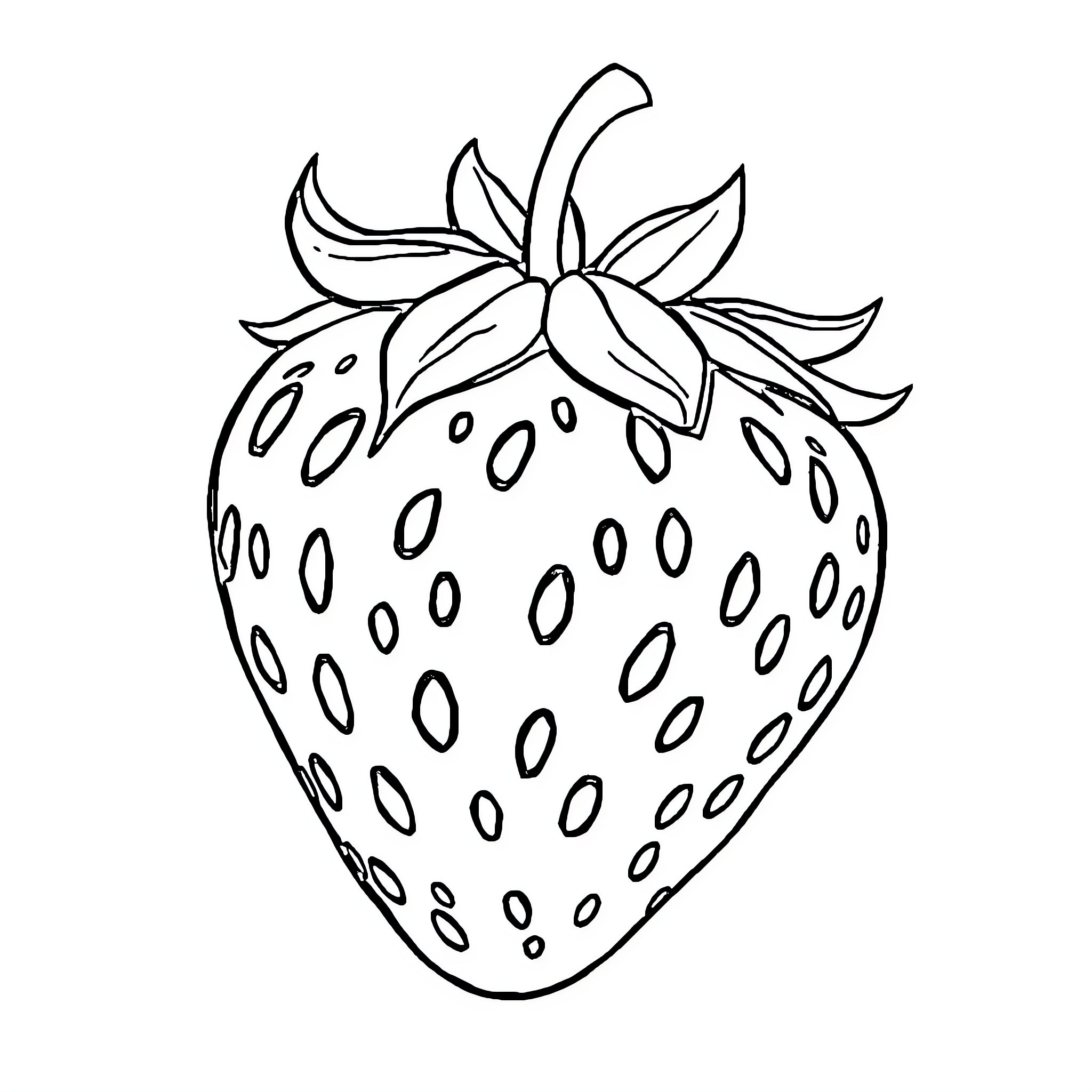 Strawberry with detailed shapes and patterns Coloring Page (free black-and-white line drawing printable PDF for all, from beginners to advanced learners, including children, teens, adults, and seniors)