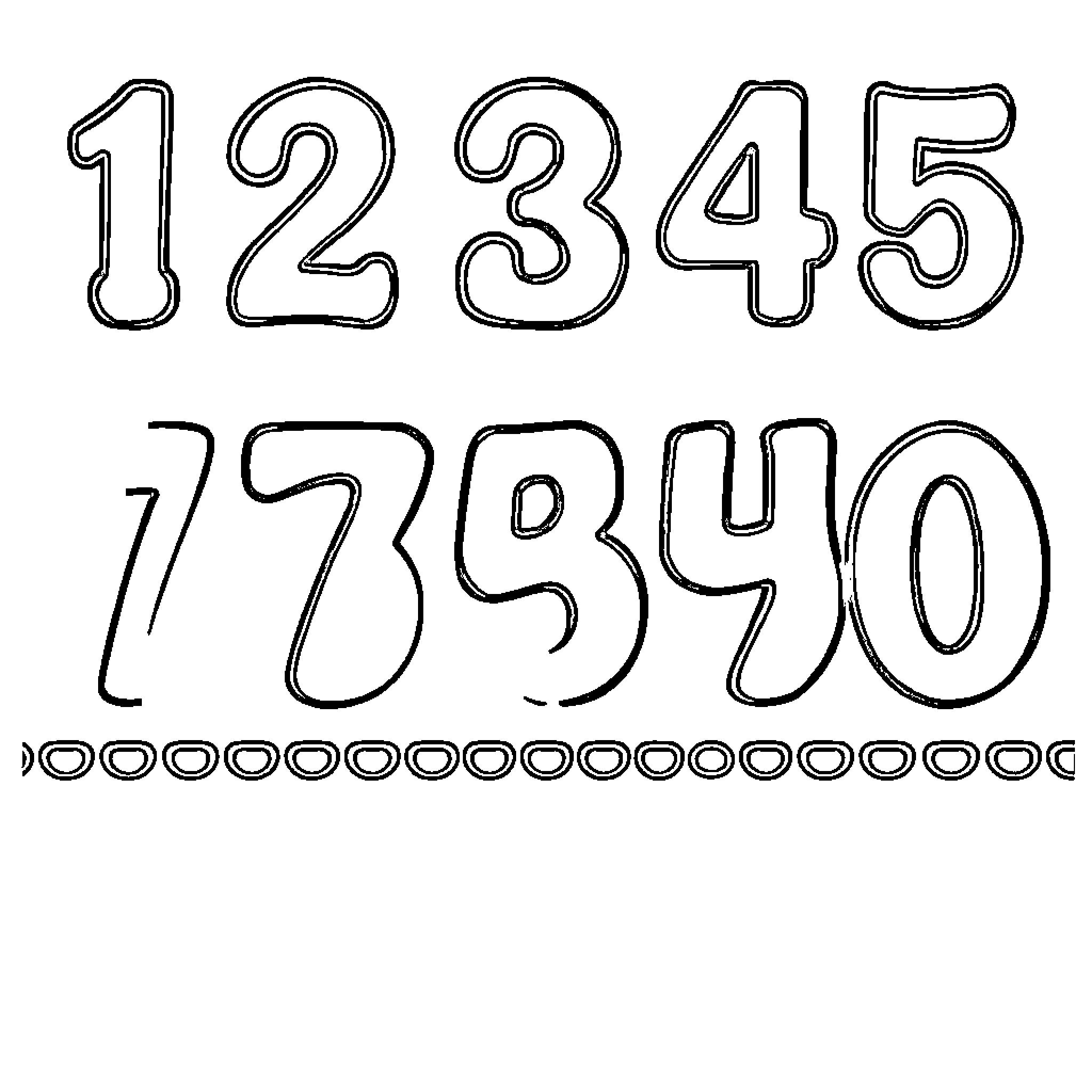 Number Set of Hand-Drawn Style Numbers Coloring Page (free black-and-white line drawing printable PDF for all, from beginners to advanced learners, including children, teens, adults, and seniors)
