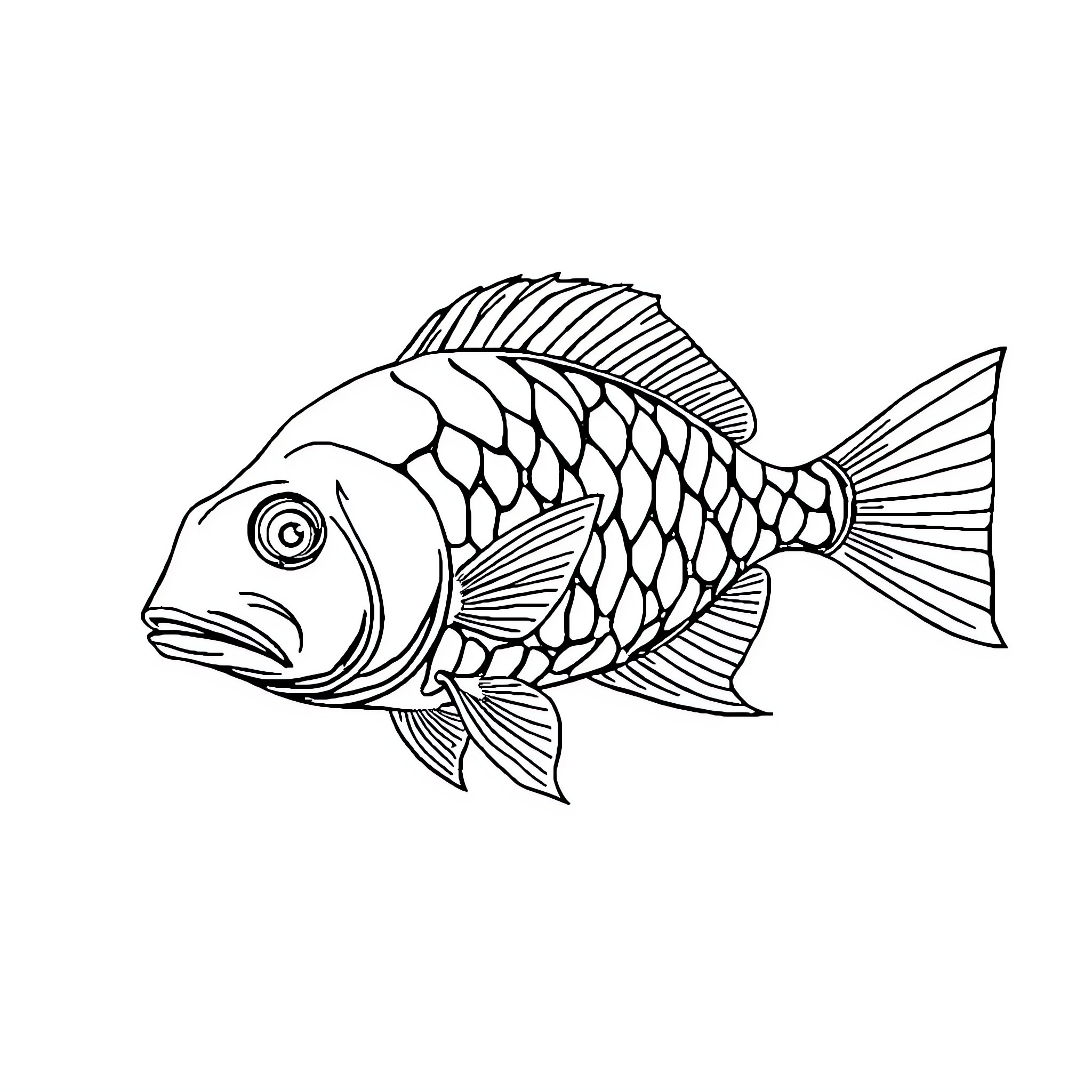 Shark with distinctive scales and fins Coloring Page (free black-and-white line drawing printable PDF for all, from beginners to advanced learners, including children, teens, adults, and seniors)