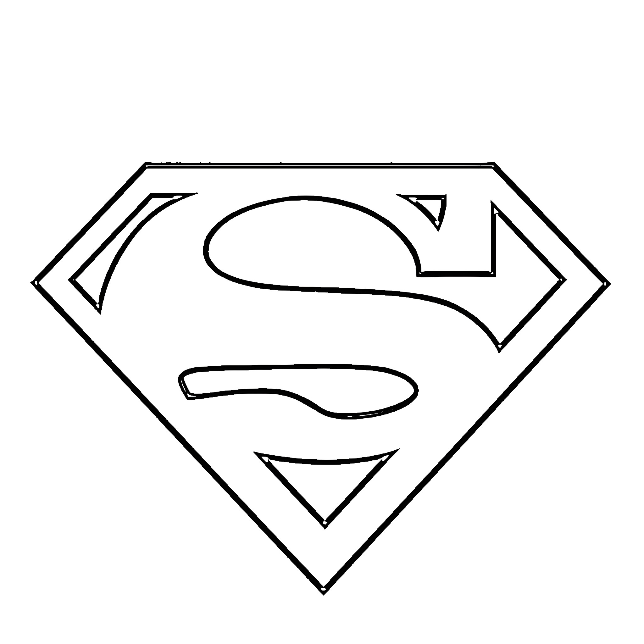 Superman Graphic Symbol Coloring Page (free black-and-white line drawing printable PDF for all, from beginners to advanced learners, including children, teens, adults, and seniors)