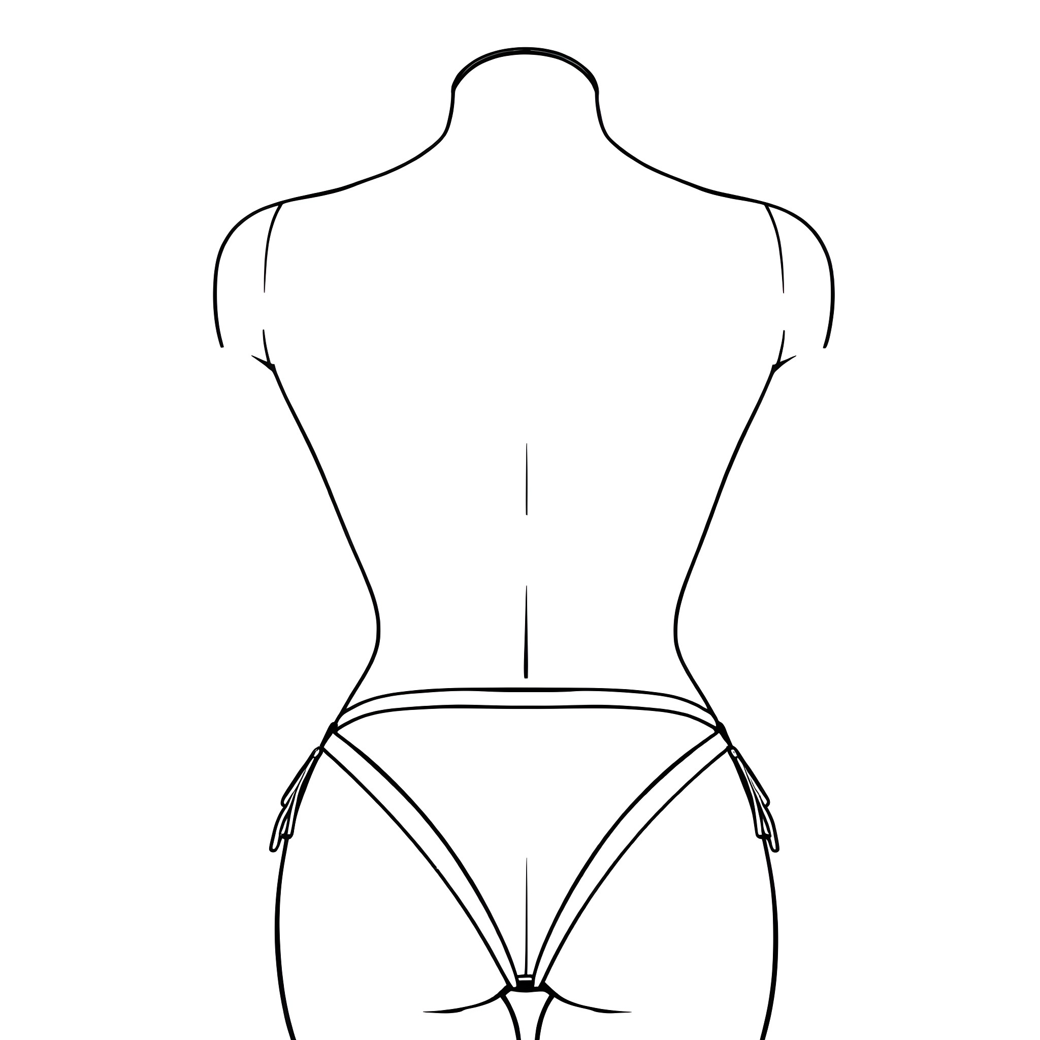 Swimsuit model in simple line art Coloring Page (free black-and-white line drawing printable PDF for all, from beginners to advanced learners, including children, teens, adults, and seniors)