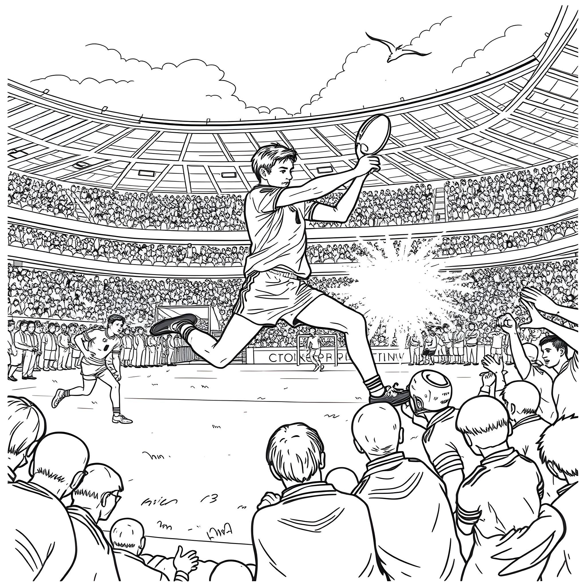 Rian O'Neill Excelling in the Rugby Match Coloring Page (free black-and-white line drawing printable PDF for all, from beginners to advanced learners, including children, teens, adults, and seniors)