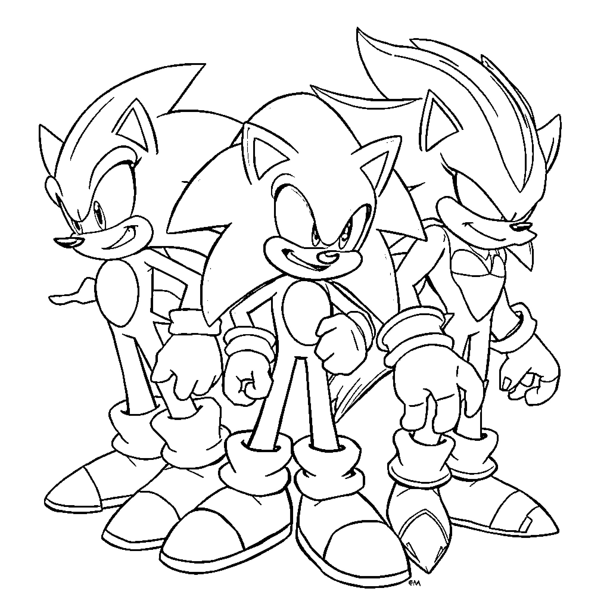 Sonic and Friends in Animated Adventure Coloring Page (free black-and-white line drawing printable PDF for all, from beginners to advanced learners, including children, teens, adults, and seniors)