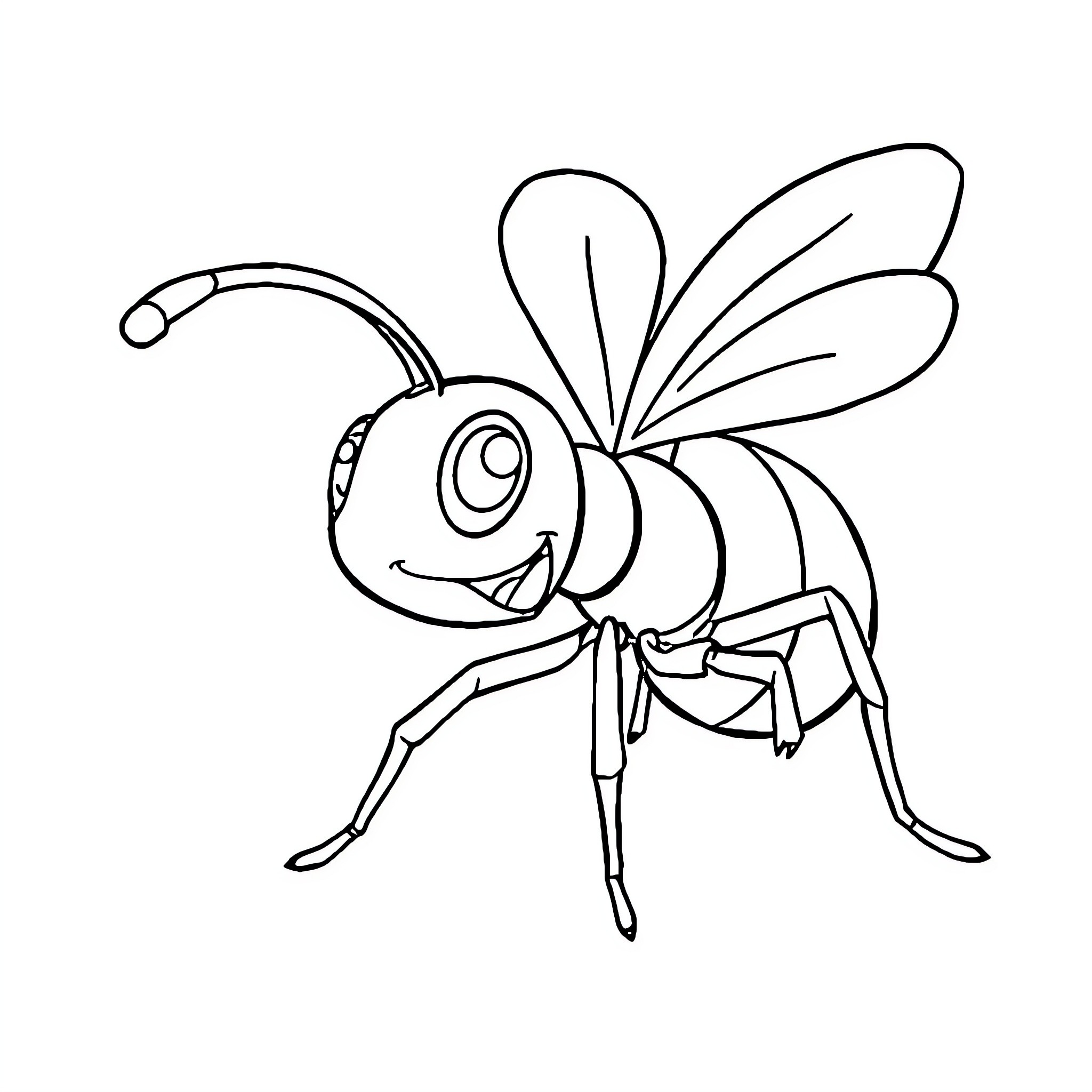 Ant Exploring the World Happily Coloring Page (free black-and-white line drawing printable PDF for all, from beginners to advanced learners, including children, teens, adults, and seniors)