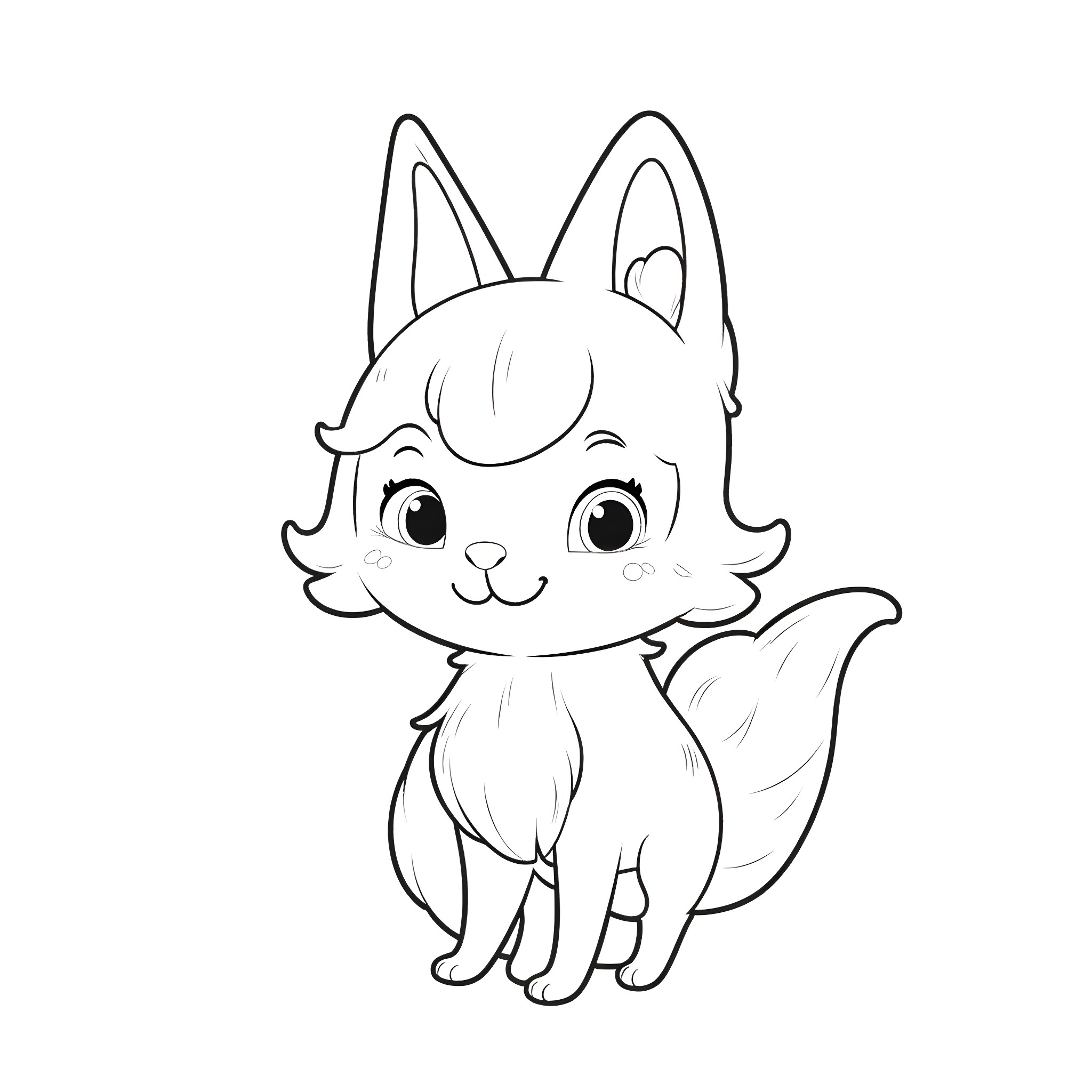 Foxy the Curious Critter Coloring Page (free black-and-white line drawing printable PDF for all, from beginners to advanced learners, including children, teens, adults, and seniors)