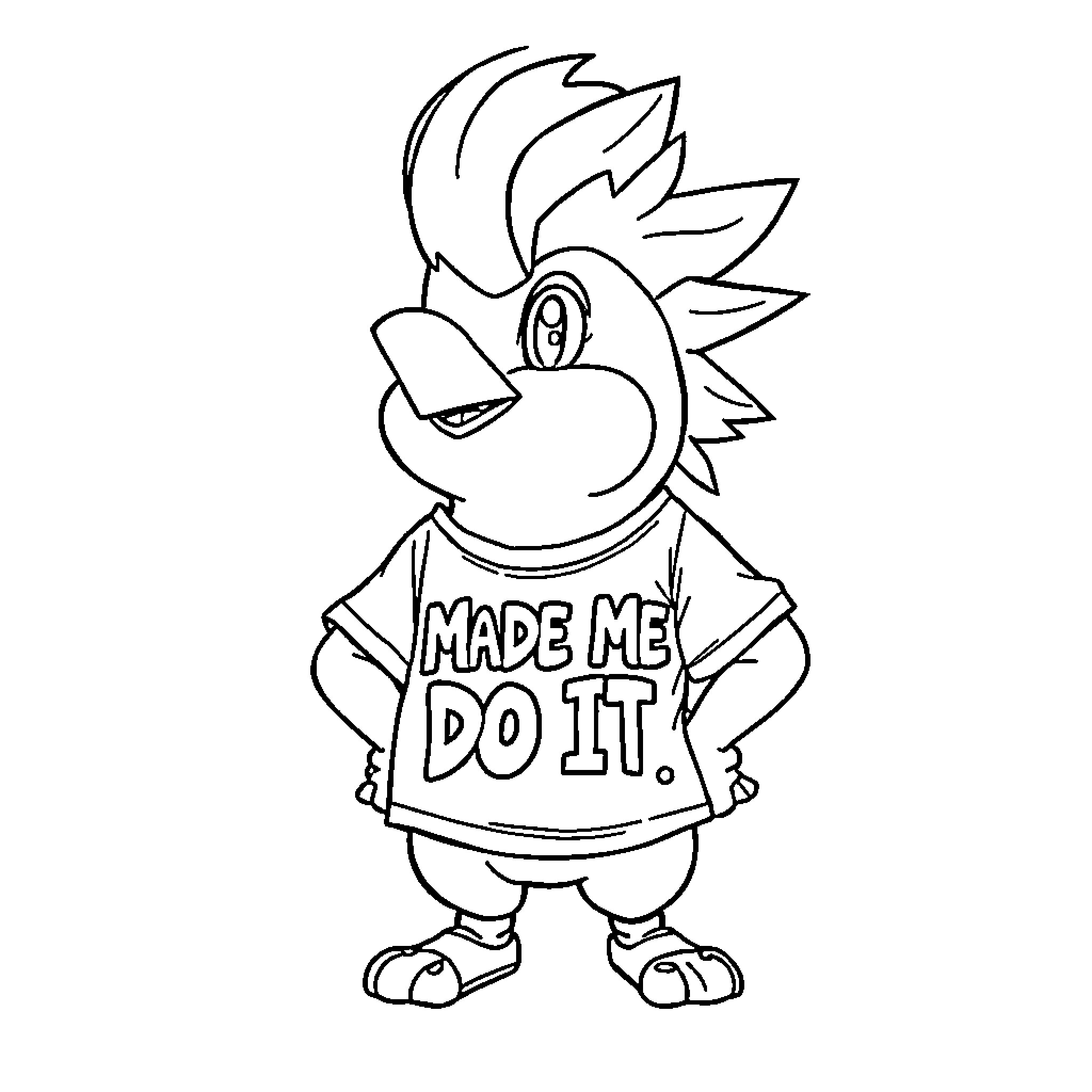 Cyndaquil with a Confident Attitude Coloring Page (free black-and-white line drawing printable PDF for all, from beginners to advanced learners, including children, teens, adults, and seniors)