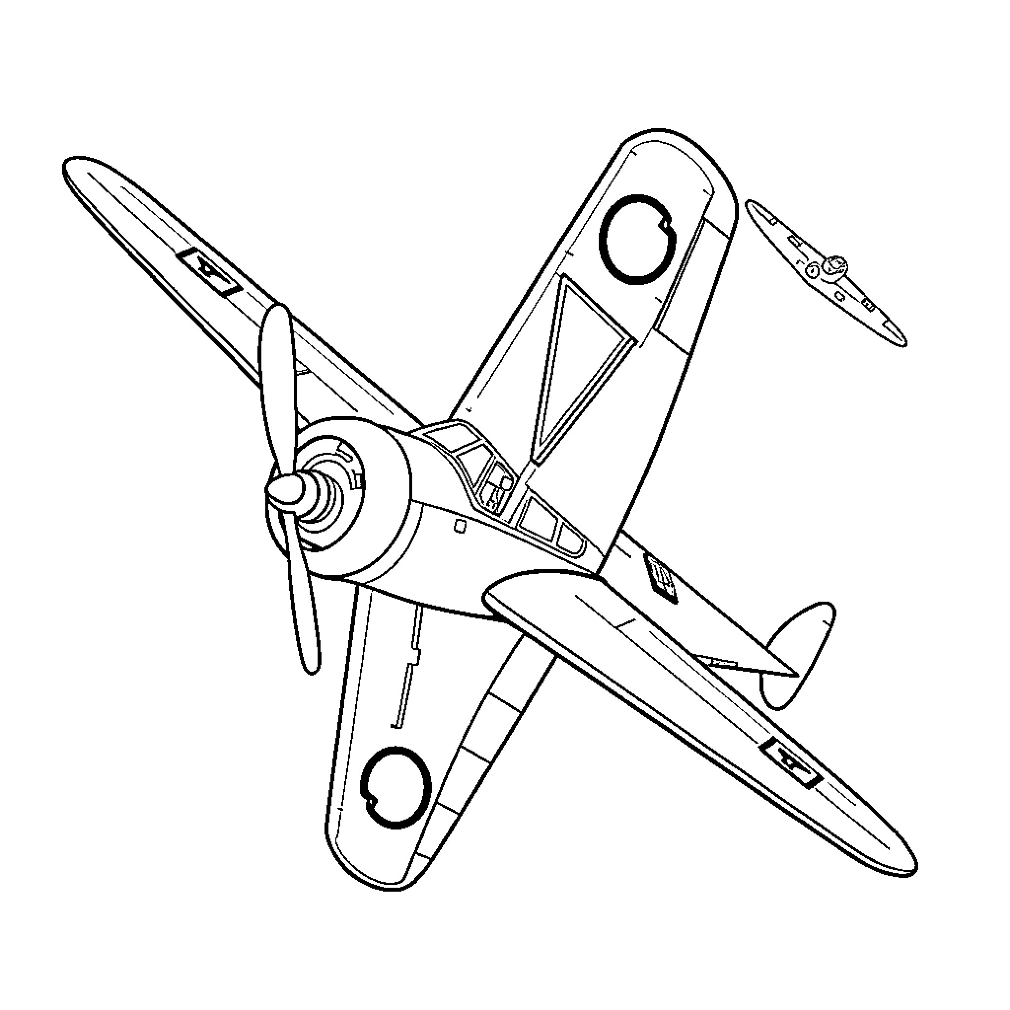 Airplane preparing for takeoff Coloring Page (free black-and-white line drawing printable PDF for all, from beginners to advanced learners, including children, teens, adults, and seniors)