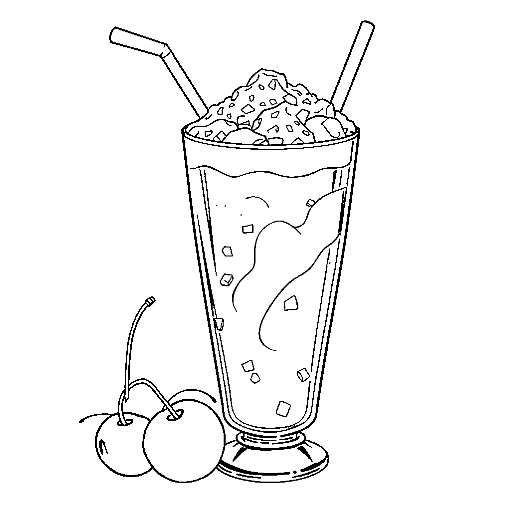 Alani Cherry enjoying a tasty milkshake Coloring Page (free black-and-white line drawing printable PDF for all, from beginners to advanced learners, including children, teens, adults, and seniors)