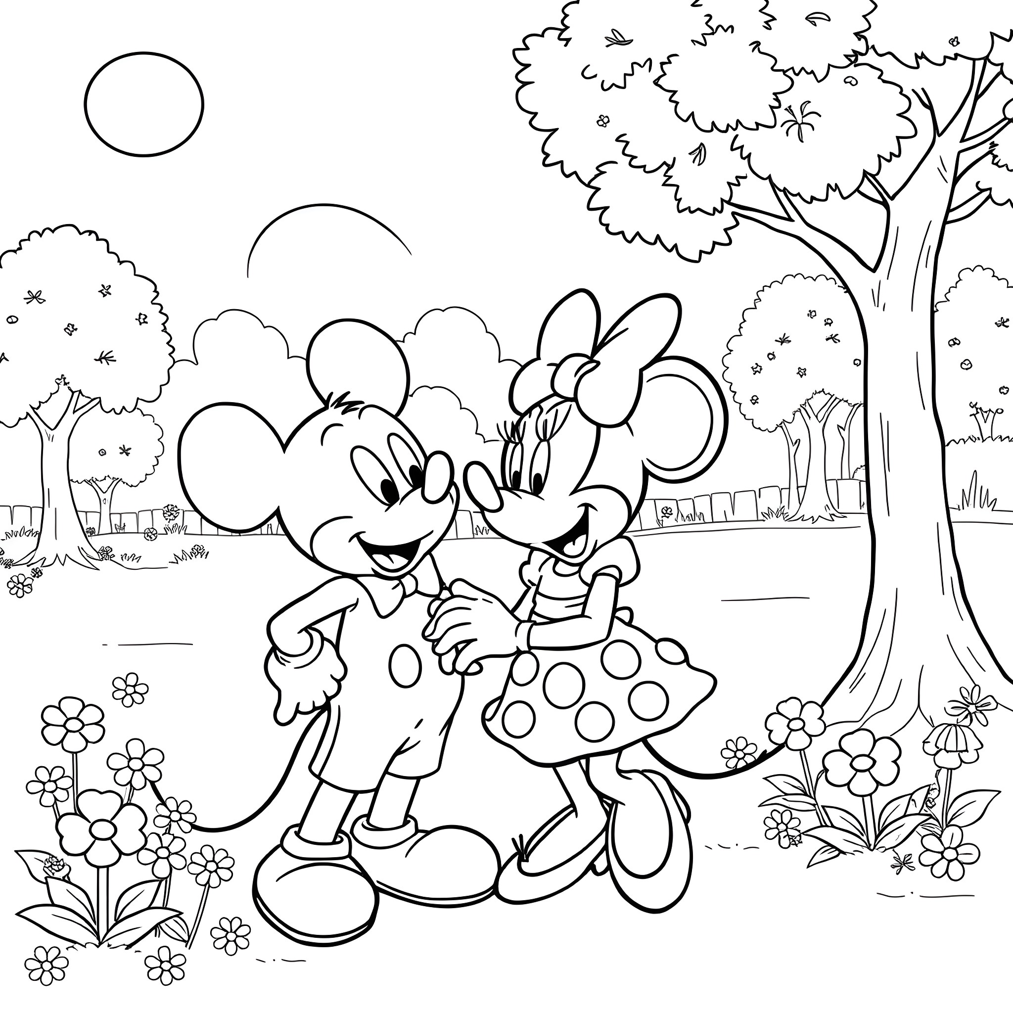 Bluey's fun adventure with Minnie in the park Coloring Page (free black-and-white line drawing printable PDF for all, from beginners to advanced learners, including children, teens, adults, and seniors)