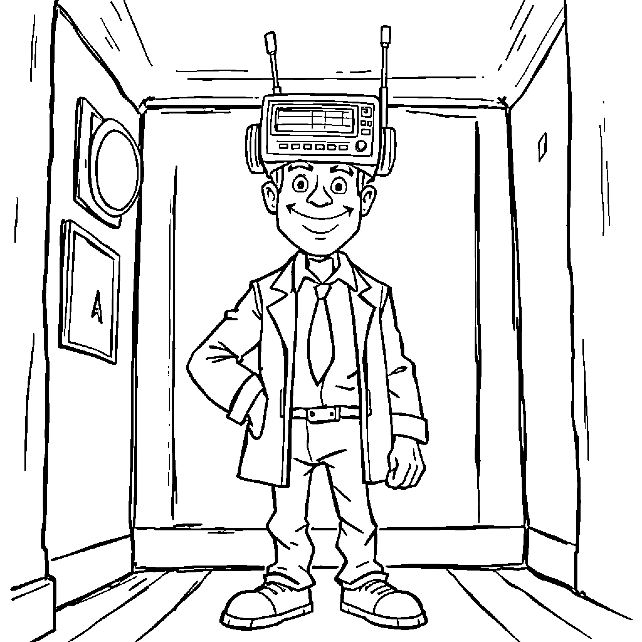 Alastor the Resourceful Technician Coloring Page (free black-and-white line drawing printable PDF for all, from beginners to advanced learners, including children, teens, adults, and seniors)