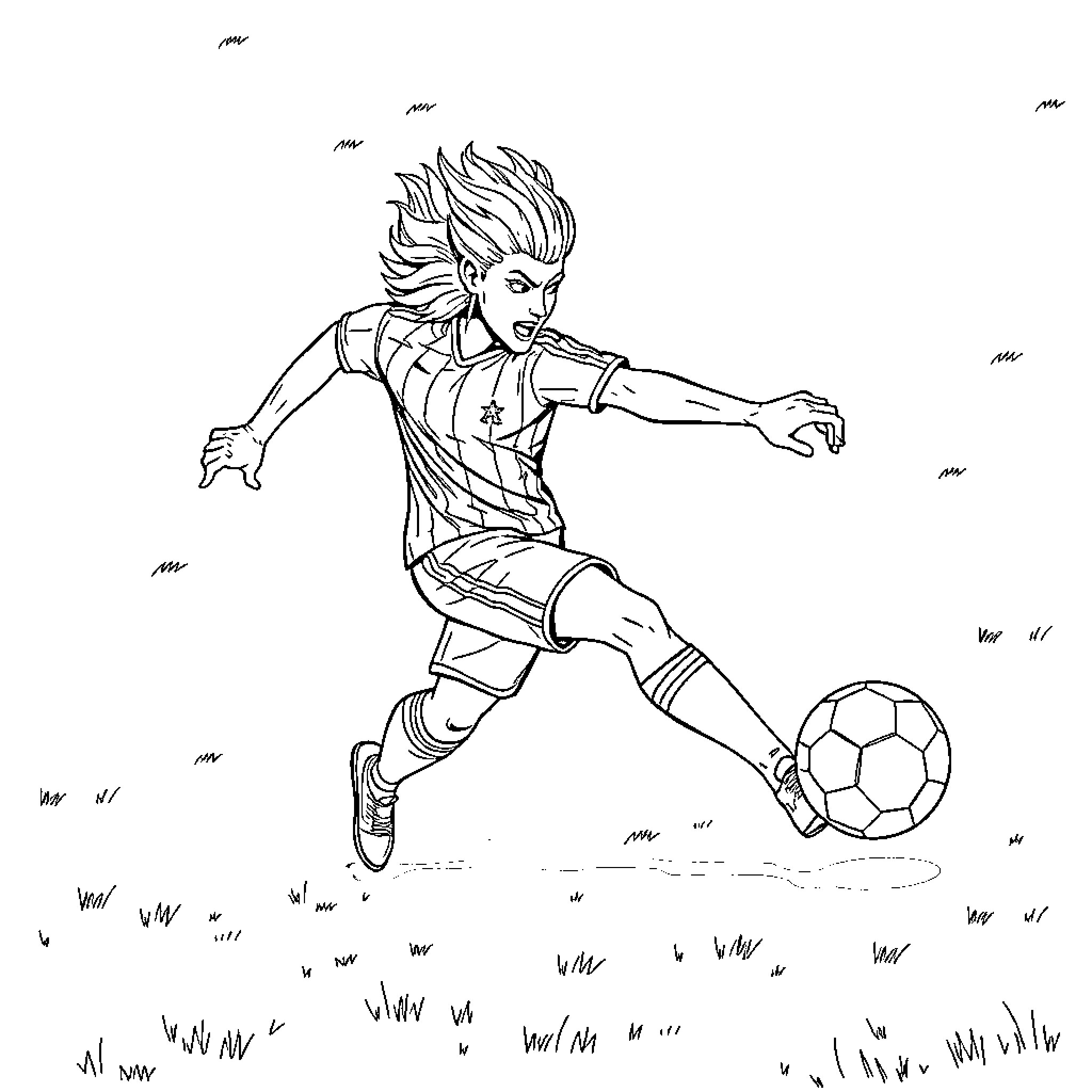 Starscream playing football on the field Coloring Page (free black-and-white line drawing printable PDF for all, from beginners to advanced learners, including children, teens, adults, and seniors)