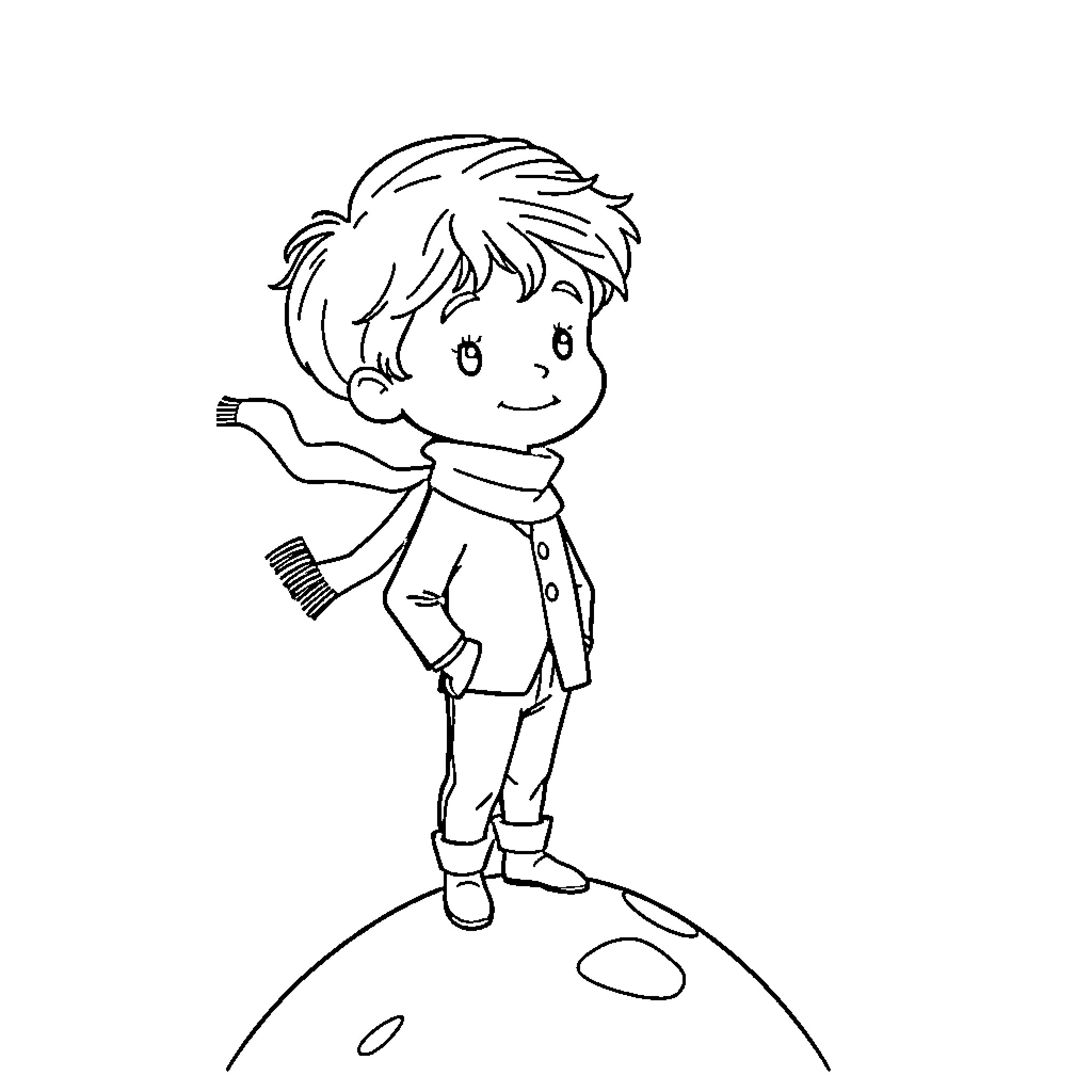 Prince Exploring the Whimsical World Coloring Page (free black-and-white line drawing printable PDF for all, from beginners to advanced learners, including children, teens, adults, and seniors)