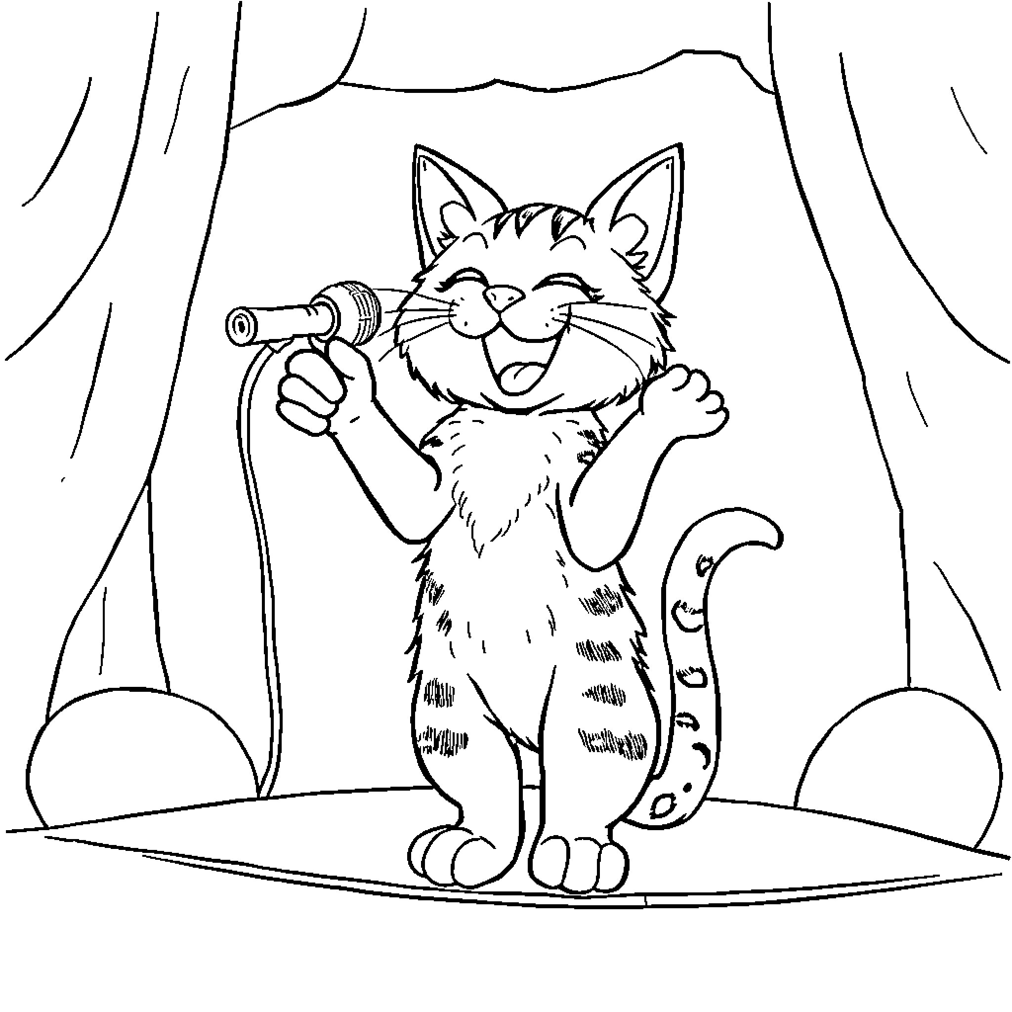 Katseye Performs on Stage with Microphone Coloring Page (free black-and-white line drawing printable PDF for all, from beginners to advanced learners, including children, teens, adults, and seniors)