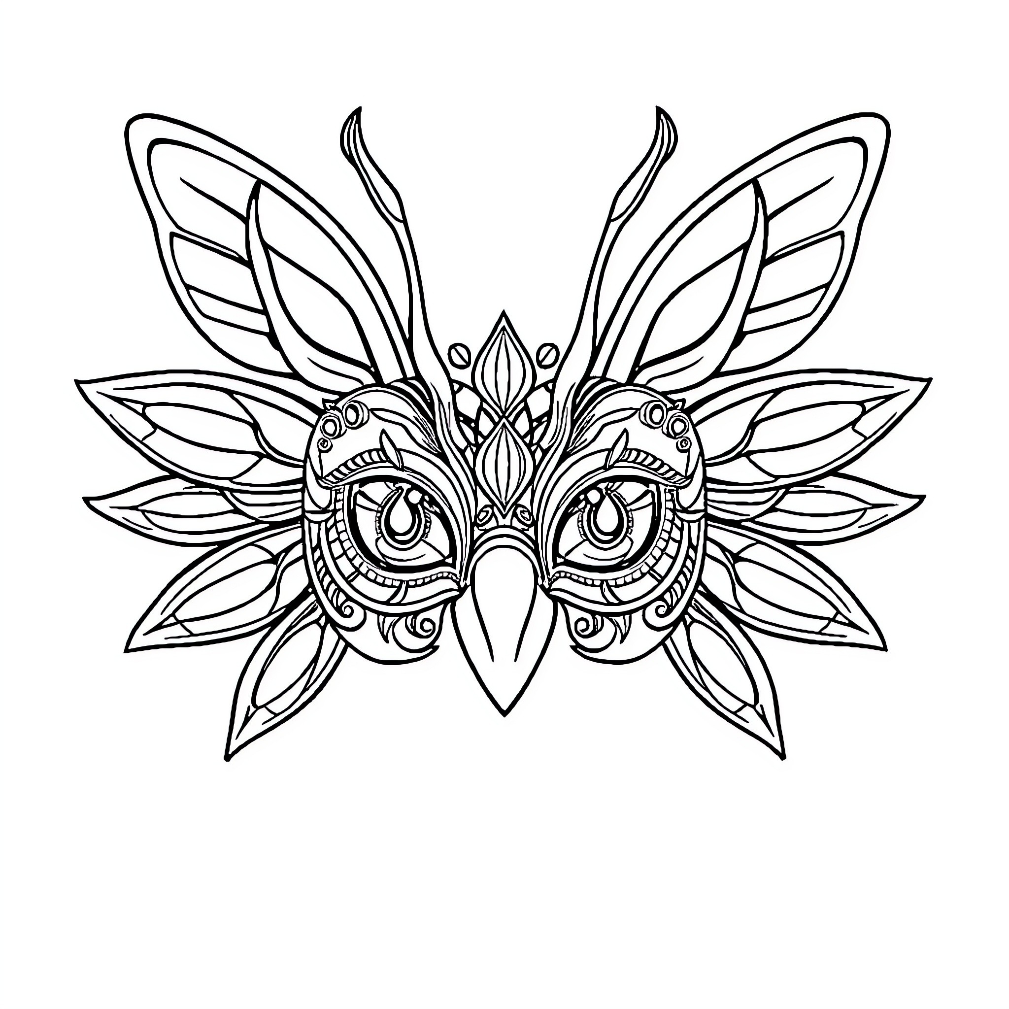 Dragonfly with intricate floral patterns Coloring Page (free black-and-white line drawing printable PDF for all, from beginners to advanced learners, including children, teens, adults, and seniors)