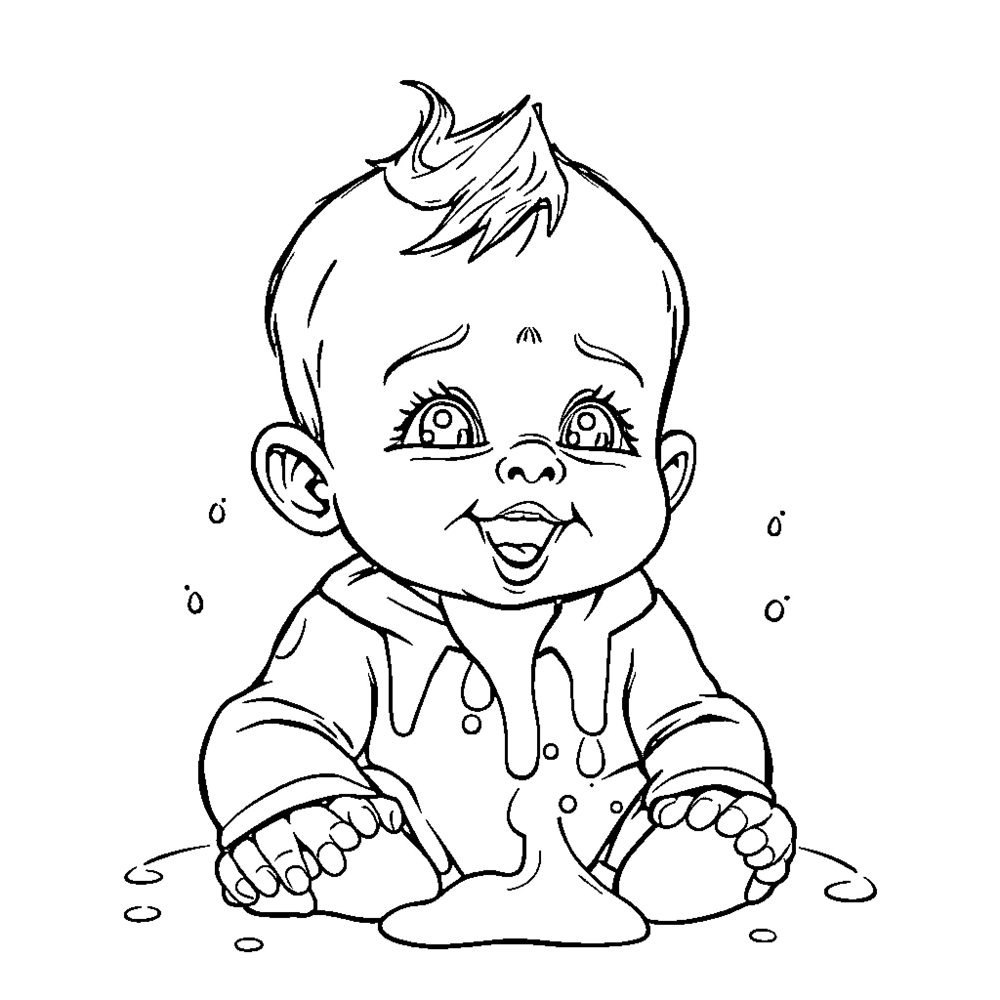 Bebe enjoying joyful playtime Coloring Page (free black-and-white line drawing printable PDF for all, from beginners to advanced learners, including children, teens, adults, and seniors)